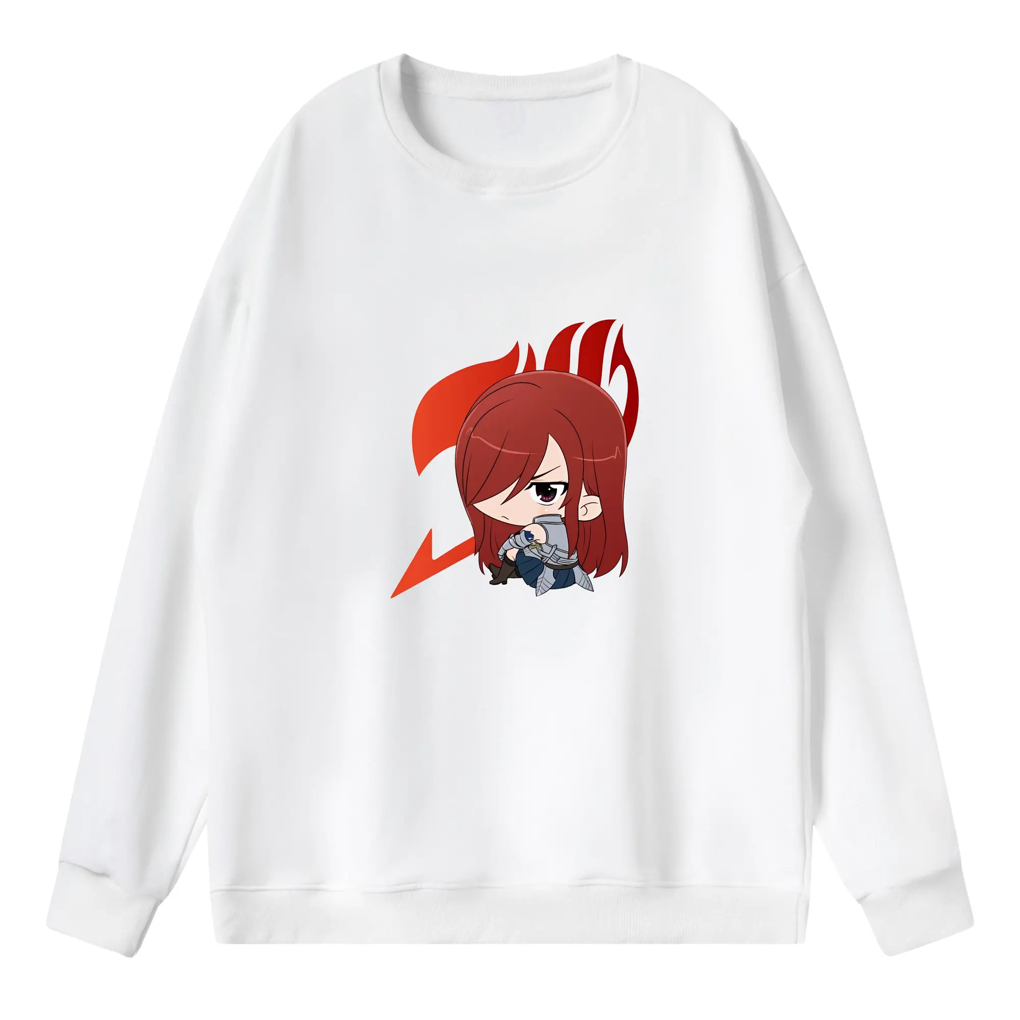 フェアリーテイル グッズ エルザ・スカーレット - 薄手 クルーネック スウェット 裏毛260g · ポリエステル 春秋向け カジュアル 男女兼用 · トレーナー デイリー スポーツ 散歩に最適