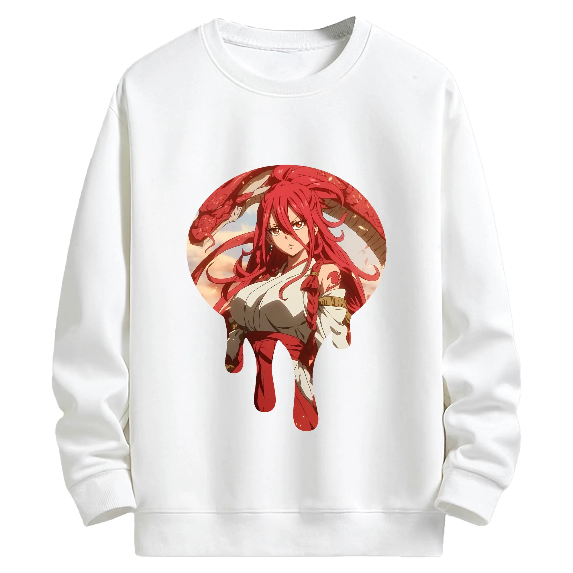 フェアリーテイル グッズ エルザ・スカーレット - キッズ クルーネックスウェットシャツ ・ フロントプリント ・ 綿80％ ポリエステル20％ ・ 快適 通学 スポーツ 日常使い お散歩用