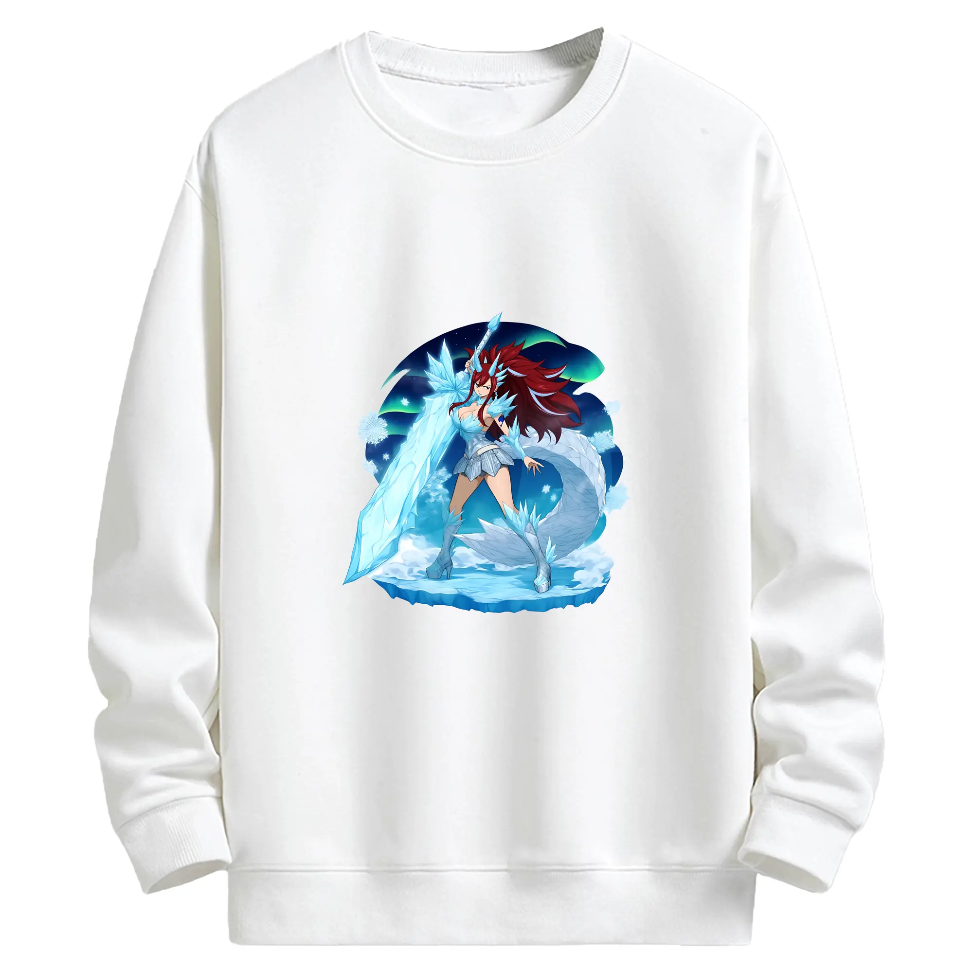 フェアリーテイル グッズ エルザ・スカーレット - キッズ クルーネックスウェットシャツ ・ フロントプリント ・ 綿80％ ポリエステル20％ ・ 快適 通学 スポーツ 日常使い お散歩用