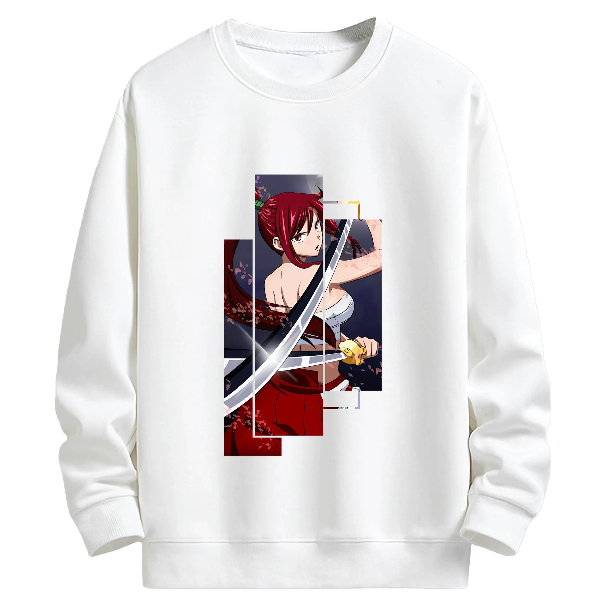 フェアリーテイル グッズ エルザ・スカーレット - キッズ クルーネックスウェットシャツ ・ フロントプリント ・ 綿80％ ポリエステル20％ ・ 快適 通学 スポーツ 日常使い お散歩用