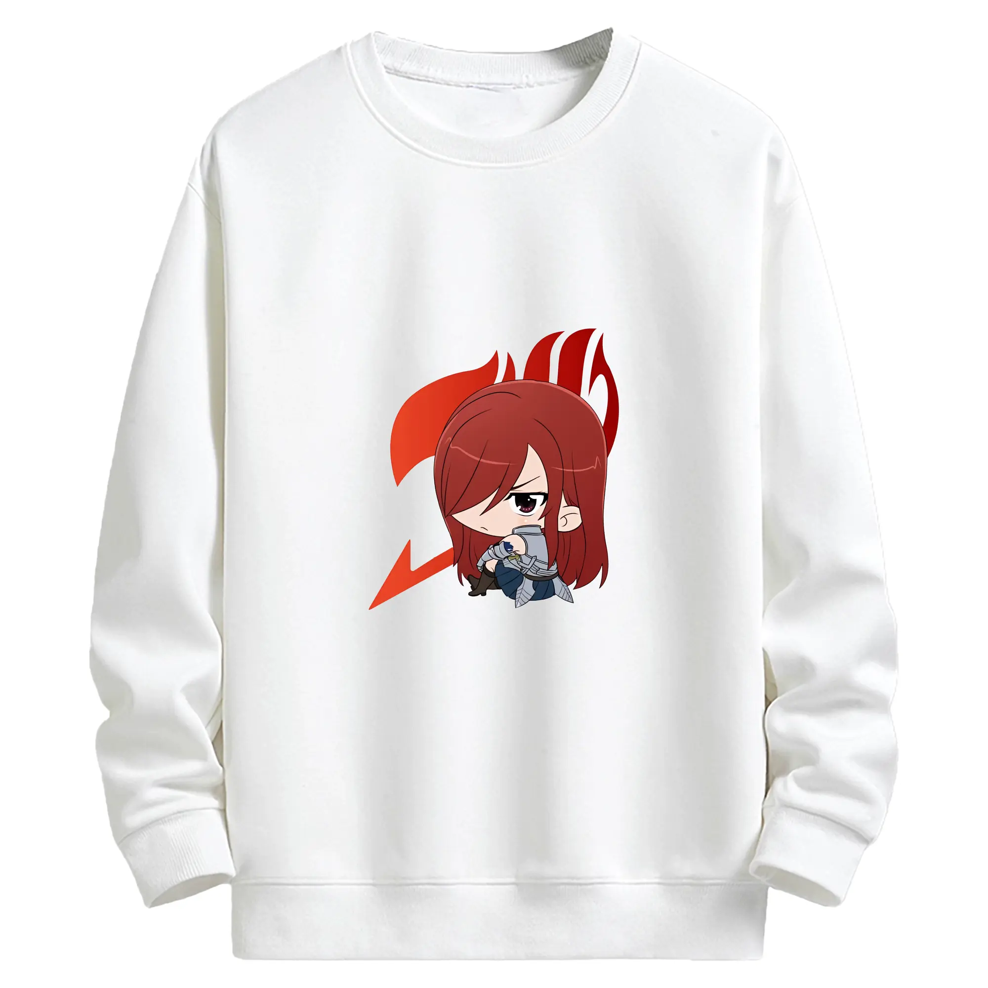 フェアリーテイル グッズ エルザ・スカーレット - キッズ クルーネックスウェットシャツ ・ フロントプリント ・ 綿80％ ポリエステル20％ ・ 快適 通学 スポーツ 日常使い お散歩用
