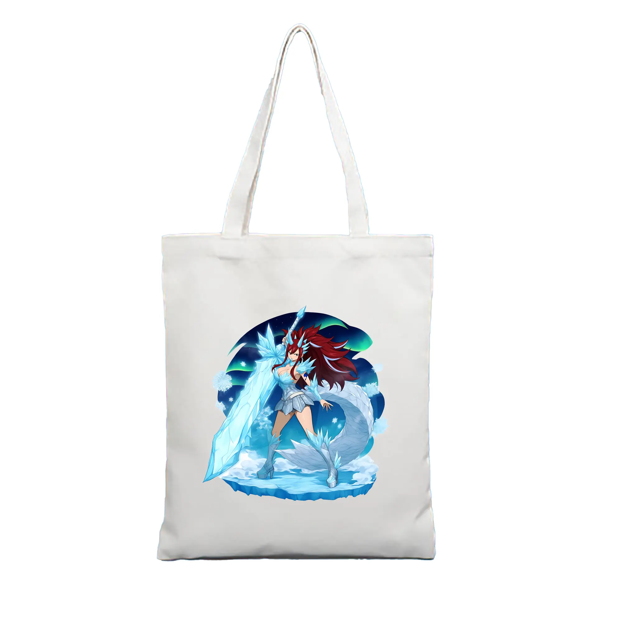 フェアリーテイル グッズ エルザ・スカーレット - 縦型キャンバス手提げバッグ（トートバッグ） ・ キャンバス素材 ・ ショッピング用 ・ 軽量 丈夫 お手入れ簡単