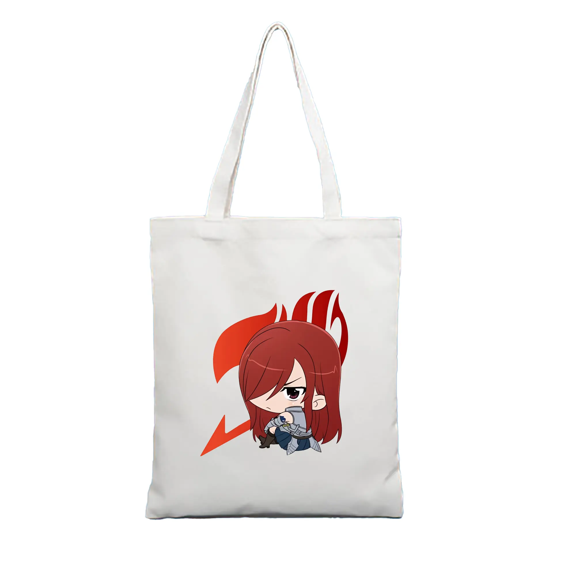 フェアリーテイル グッズ エルザ・スカーレット - 縦型キャンバス手提げバッグ（トートバッグ） ・ キャンバス素材 ・ ショッピング用 ・ 軽量 丈夫 お手入れ簡単