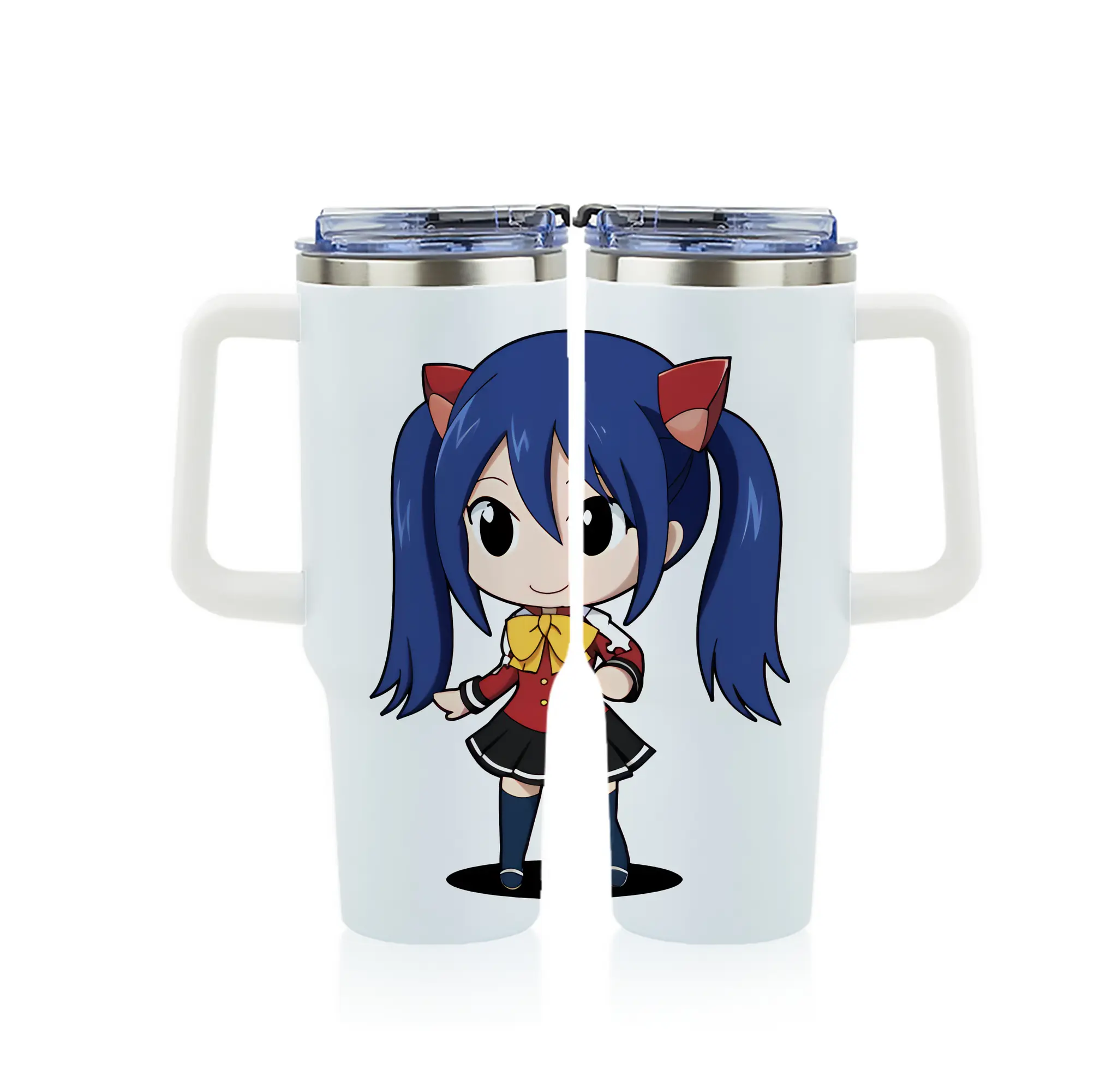 フェアリーテイル グッズ ウェンディ・マーベル - 1200mL フルプリント車用タンブラー ・ 304ステンレス 内側 ・ 201ステンレス 外側 ・ 保温 保冷 ・ 通勤 ドライブ アウトドア用