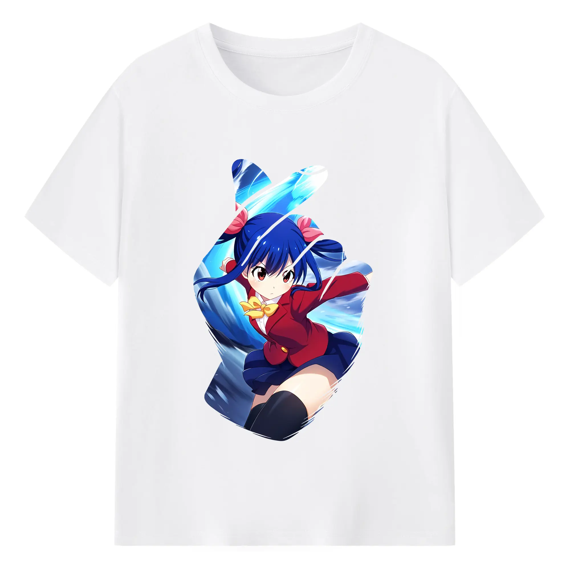 フェアリーテイル グッズ ウェンディ・マーベル - 綿100％ 半袖Tシャツ ・ フロントプリント ・ 快適 通気性 ・ 日常使い 散歩 スポーツ用