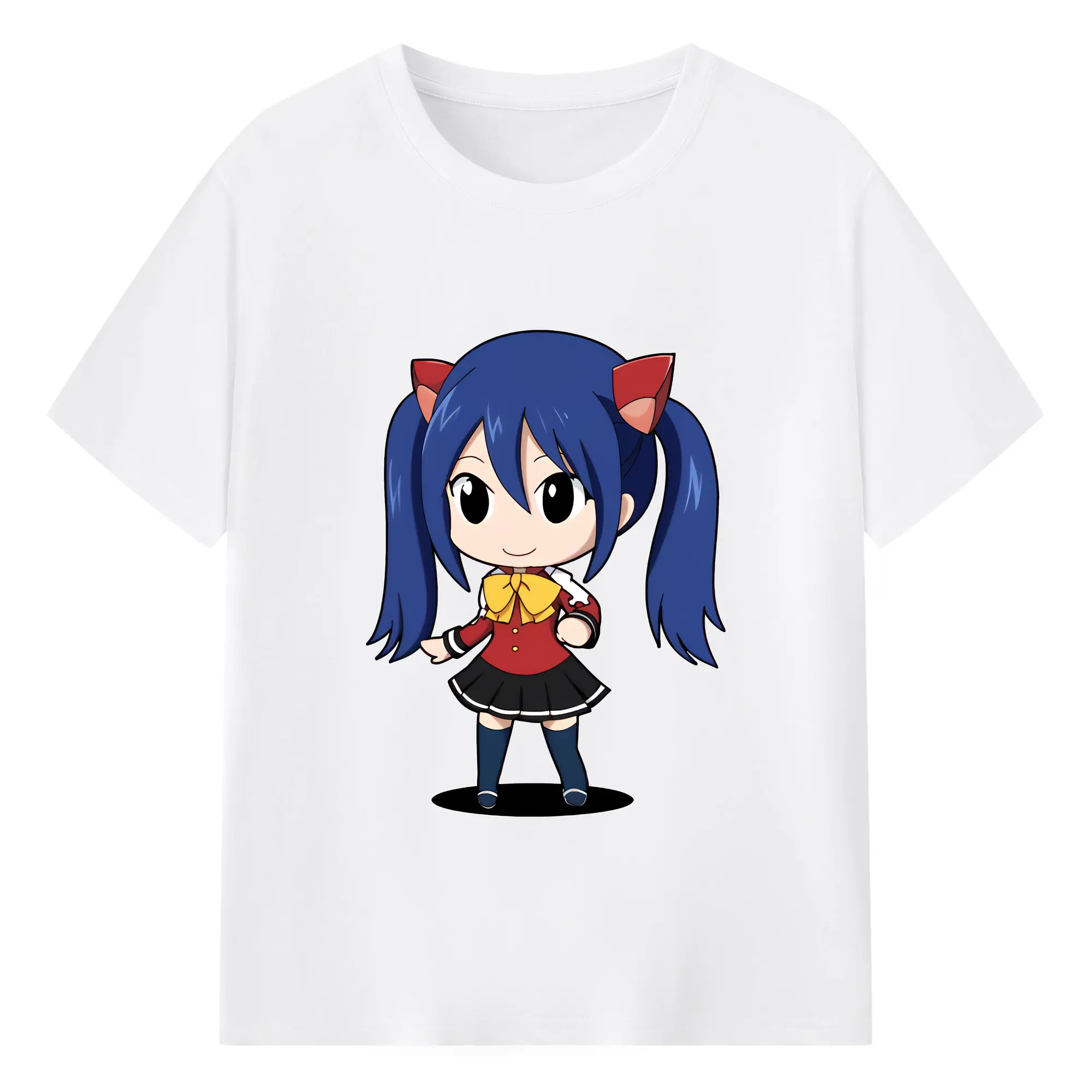 フェアリーテイル グッズ ウェンディ・マーベル - 綿100％ 半袖Tシャツ ・ フロントプリント ・ 快適 通気性 ・ 日常使い 散歩 スポーツ用