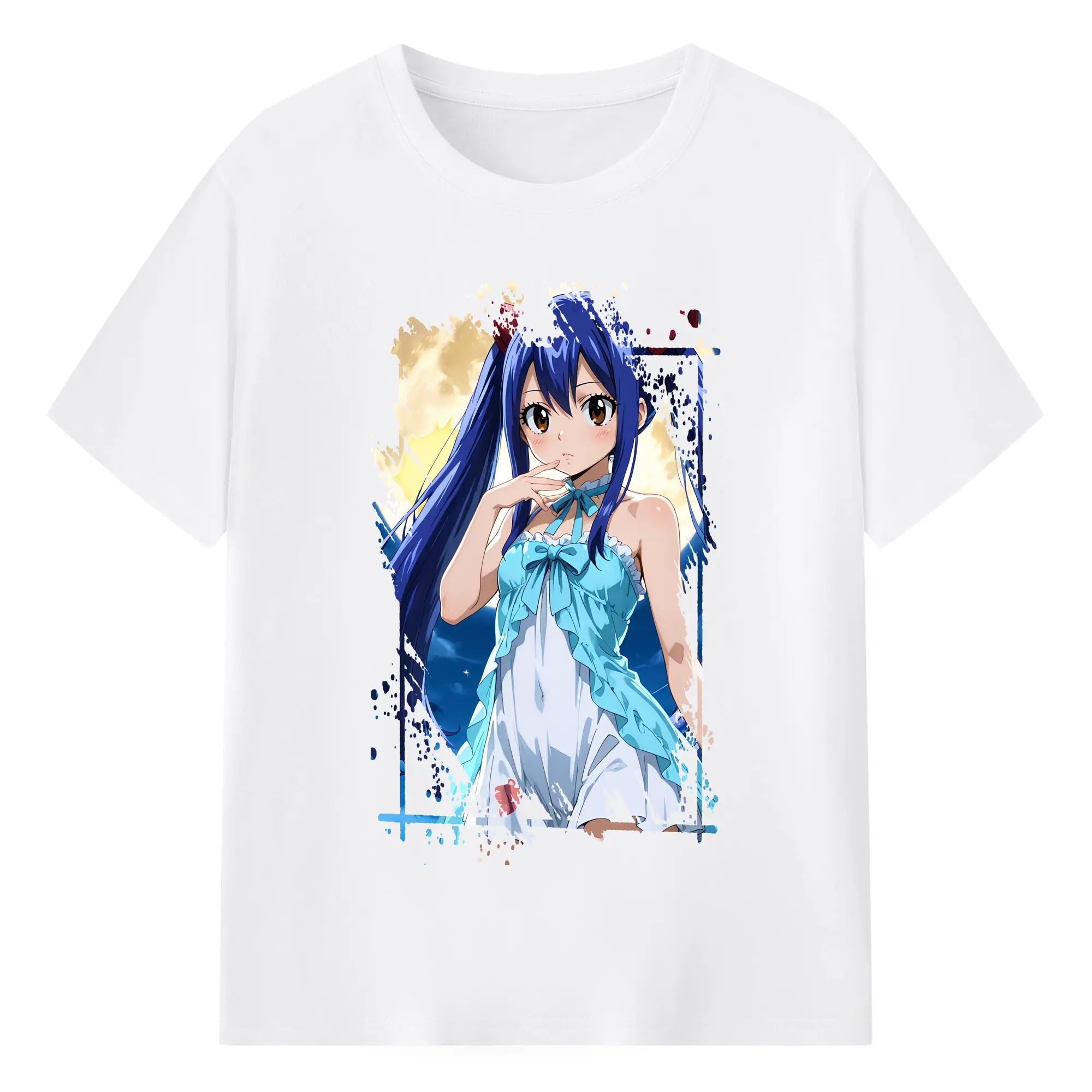 フェアリーテイル グッズ ウェンディ・マーベル - 綿100％ 半袖Tシャツ ・ フロントプリント ・ 快適 通気性 ・ 日常使い 散歩 スポーツ用