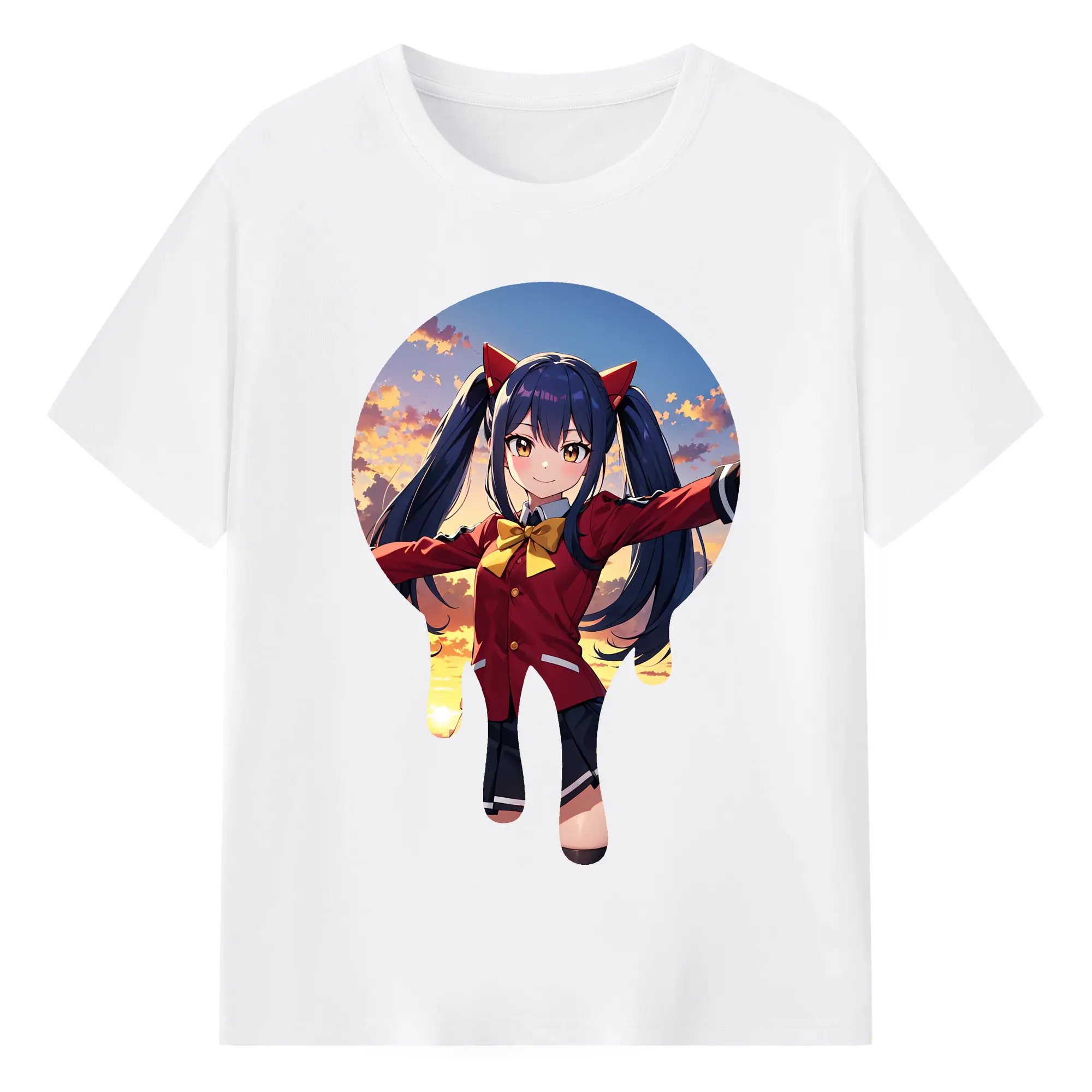 フェアリーテイル グッズ ウェンディ・マーベル - 綿100％ 半袖Tシャツ ・ フロントプリント ・ 快適 通気性 ・ 日常使い 散歩 スポーツ用