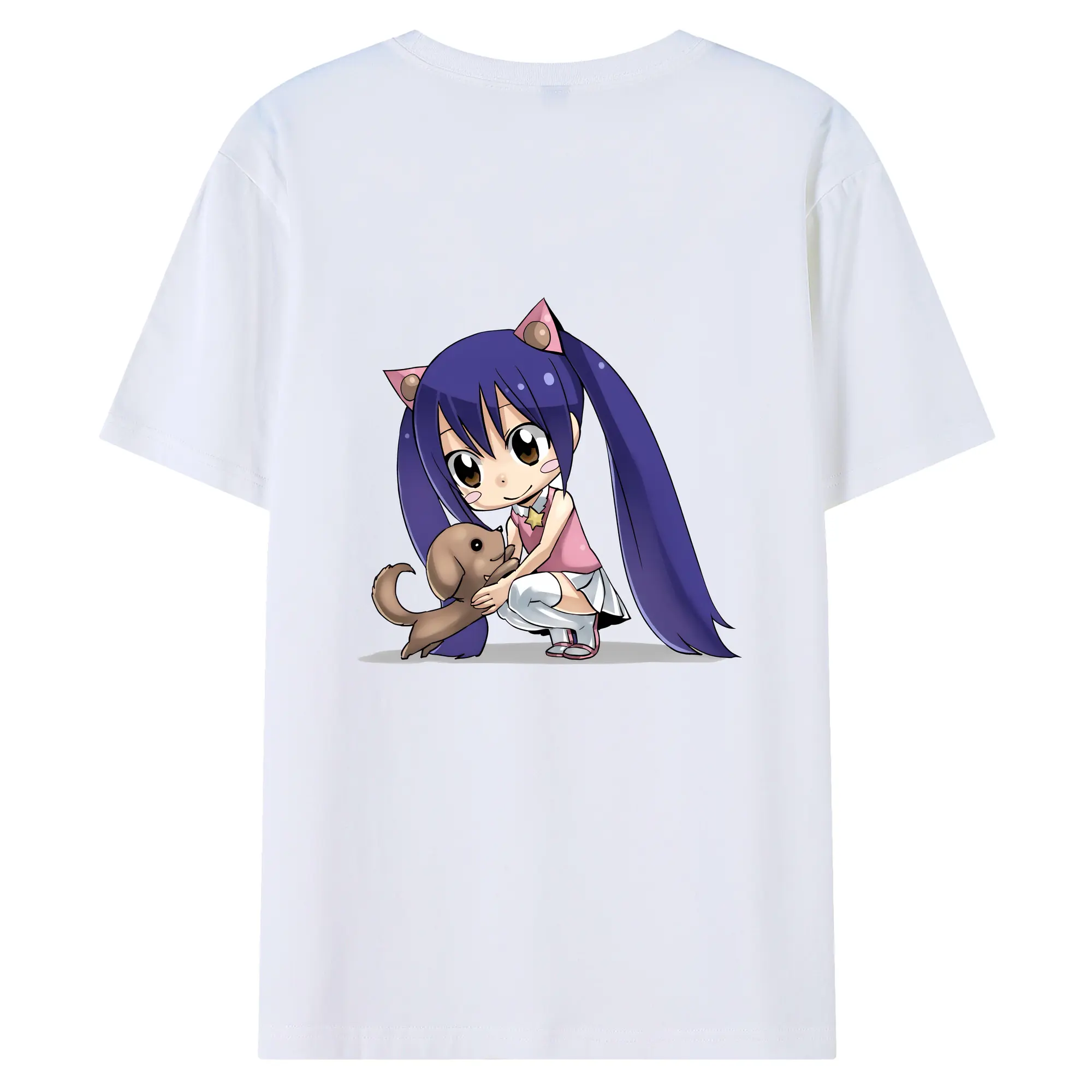 フェアリーテイル グッズ ウェンディ・マーベル - 綿100％ 半袖Tシャツ ・ バックプリント ・ 快適 通気性 ・ 日常使い 散歩 スポーツ用