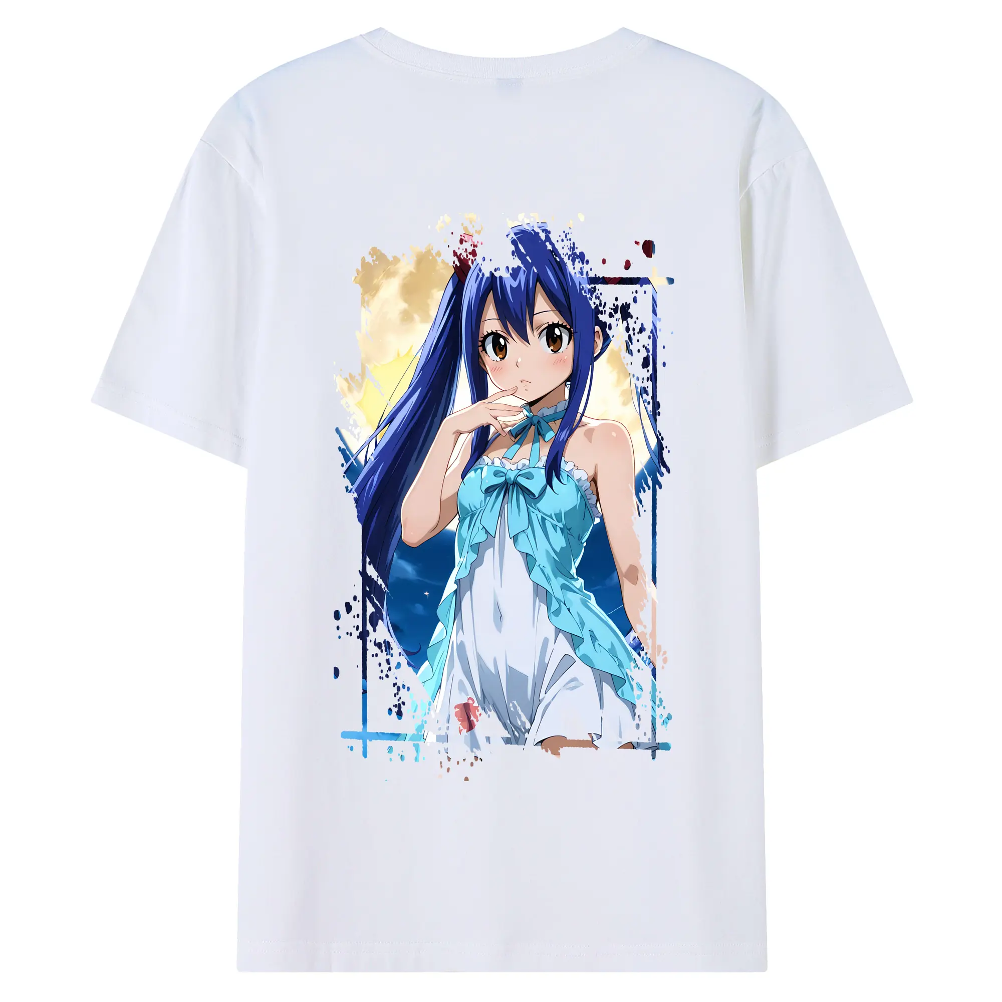 フェアリーテイル グッズ ウェンディ・マーベル - 綿100％ 半袖Tシャツ ・ バックプリント ・ 快適 通気性 ・ 日常使い 散歩 スポーツ用