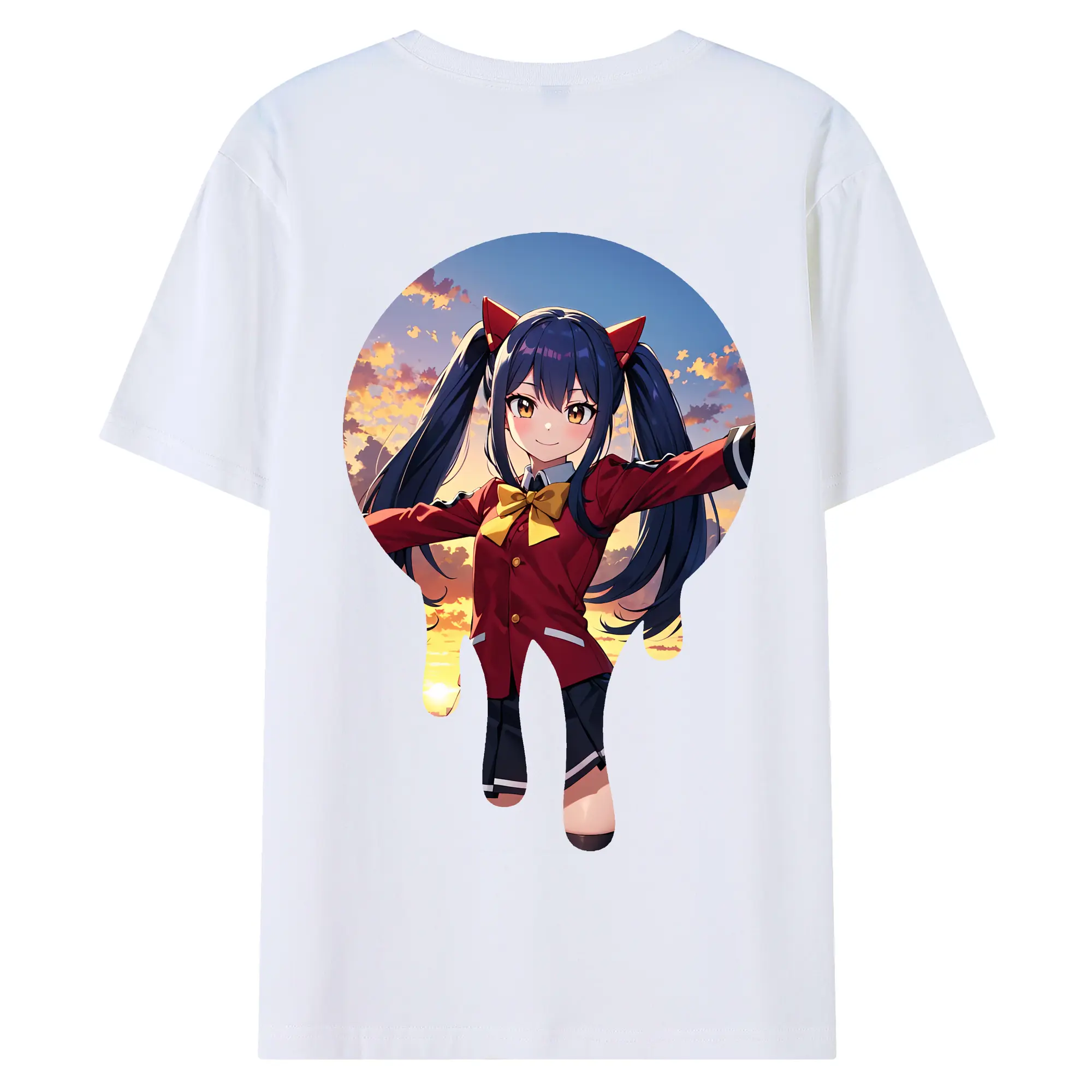 フェアリーテイル グッズ ウェンディ・マーベル - 綿100％ 半袖Tシャツ ・ バックプリント ・ 快適 通気性 ・ 日常使い 散歩 スポーツ用