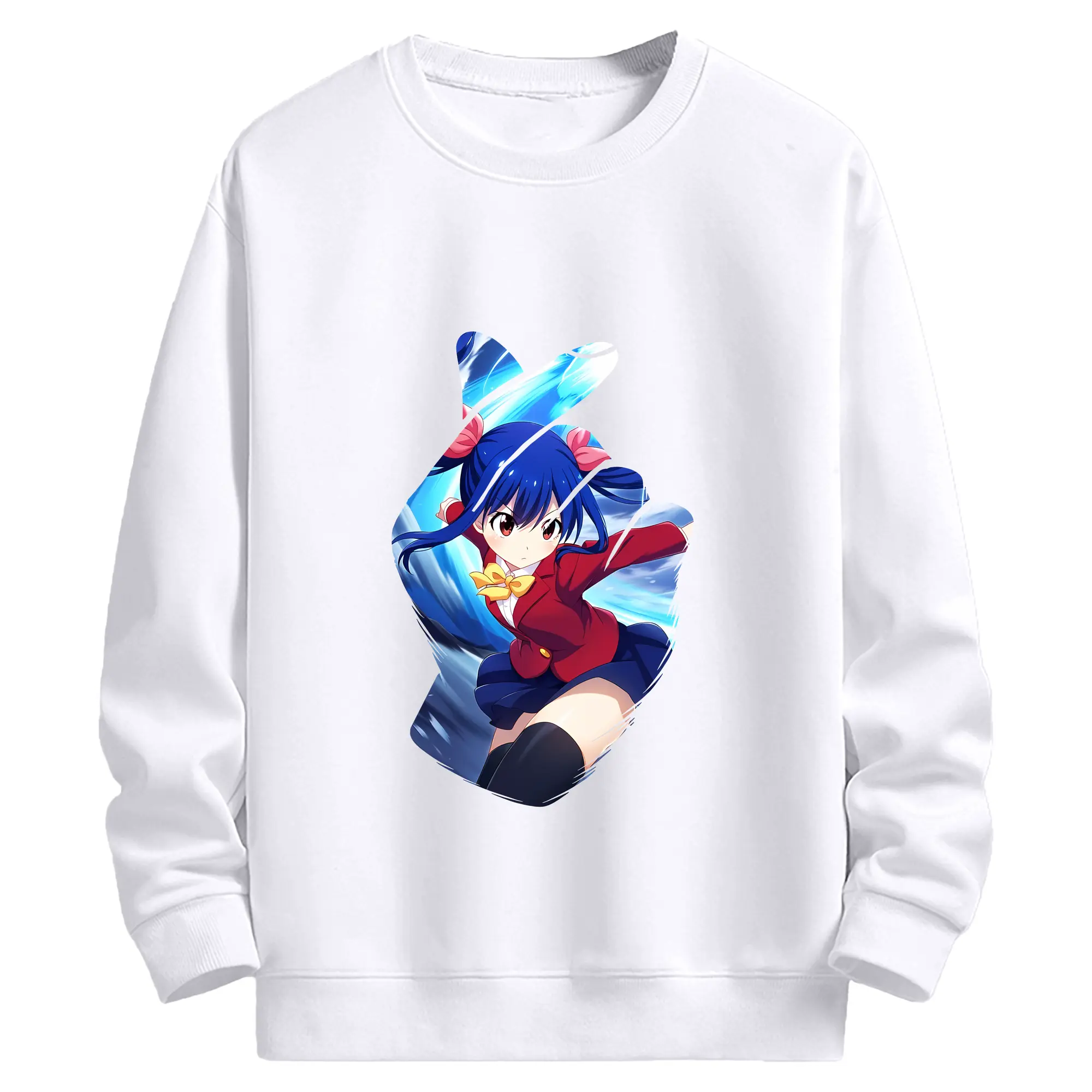 フェアリーテイル グッズ ウェンディ・マーベル - 高品質 クルーネック スウェット ・ コットン59％ ポリエステル41％ ・ ユニセックス 長袖 トレーナー ・ カジュアル デイリー スポーツ 散歩用