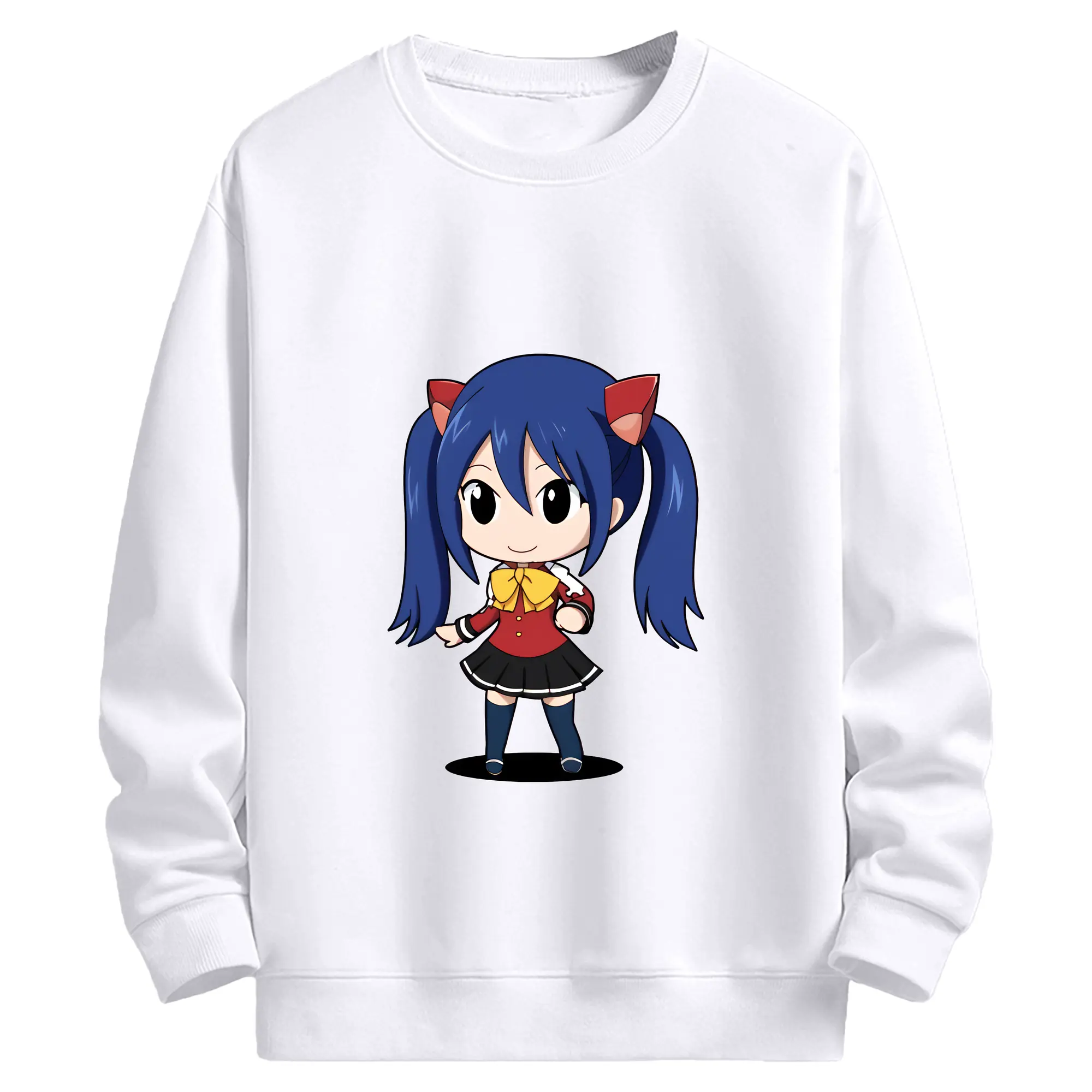 フェアリーテイル グッズ ウェンディ・マーベル - 高品質 クルーネック スウェット ・ コットン59％ ポリエステル41％ ・ ユニセックス 長袖 トレーナー ・ カジュアル デイリー スポーツ 散歩用