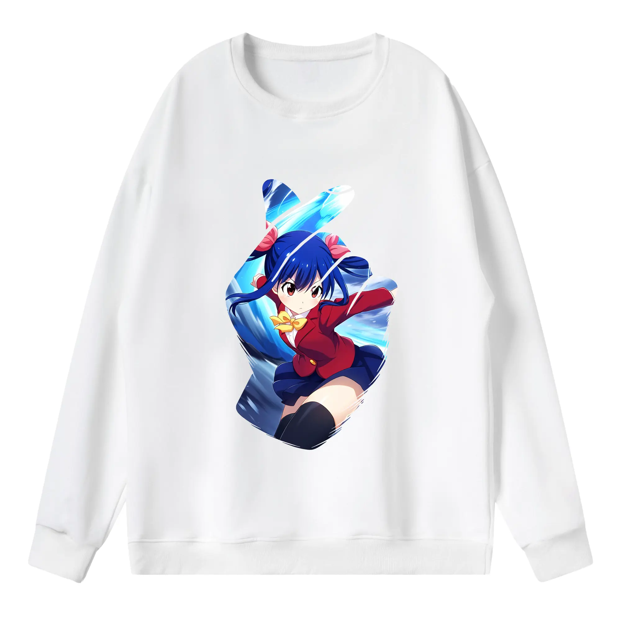 フェアリーテイル グッズ ウェンディ・マーベル - 薄手 クルーネック スウェット 裏毛260g · ポリエステル 春秋向け カジュアル 男女兼用 · トレーナー デイリー スポーツ 散歩に最適