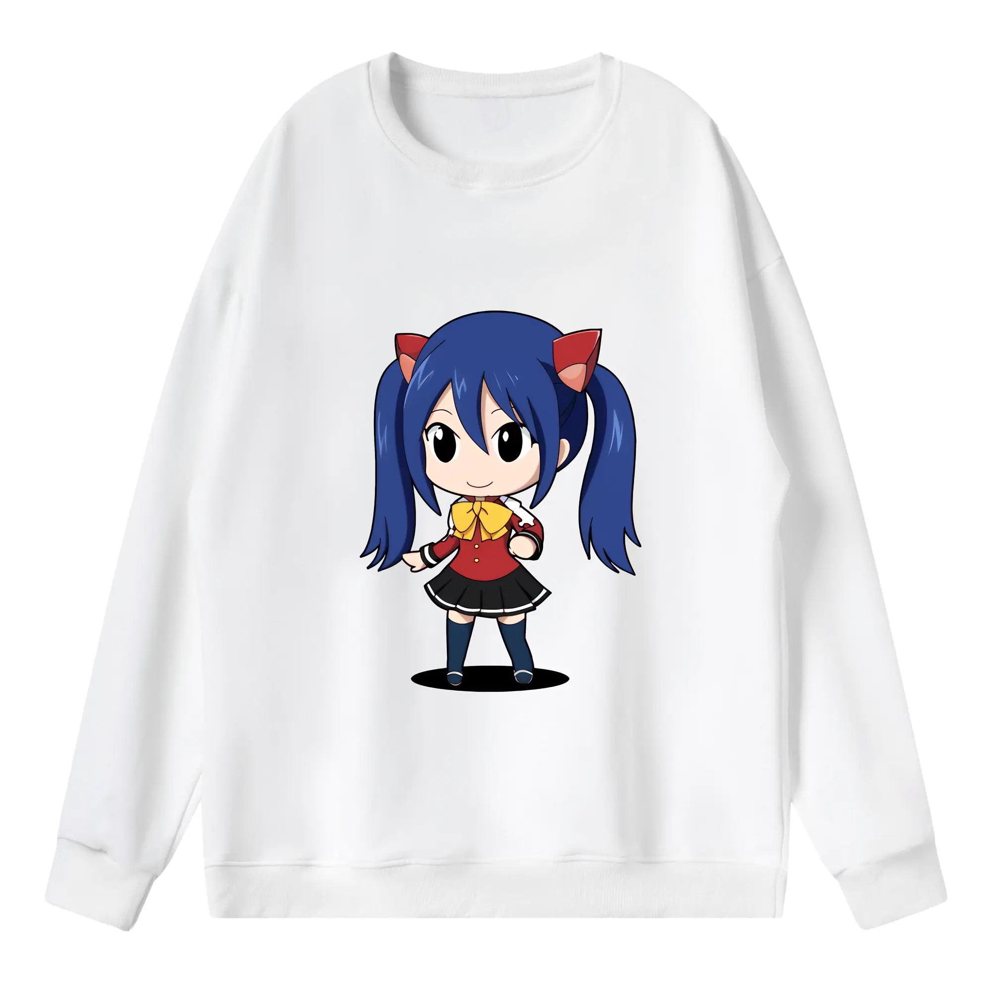 フェアリーテイル グッズ ウェンディ・マーベル - 薄手 クルーネック スウェット 裏毛260g · ポリエステル 春秋向け カジュアル 男女兼用 · トレーナー デイリー スポーツ 散歩に最適
