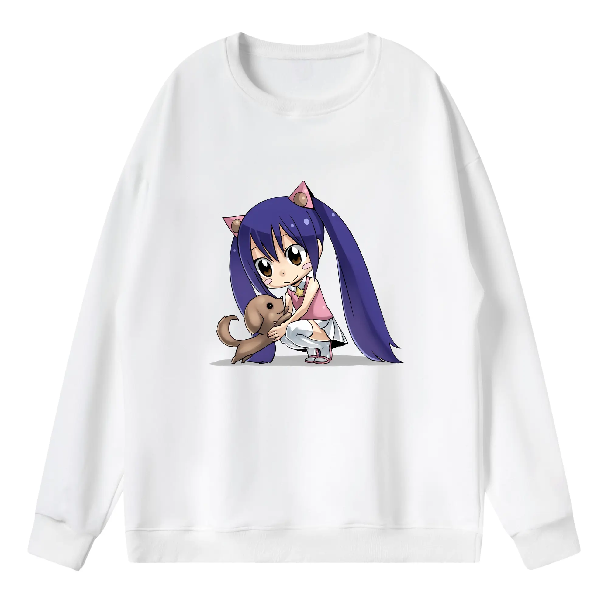 フェアリーテイル グッズ ウェンディ・マーベル - 薄手 クルーネック スウェット 裏毛260g · ポリエステル 春秋向け カジュアル 男女兼用 · トレーナー デイリー スポーツ 散歩に最適