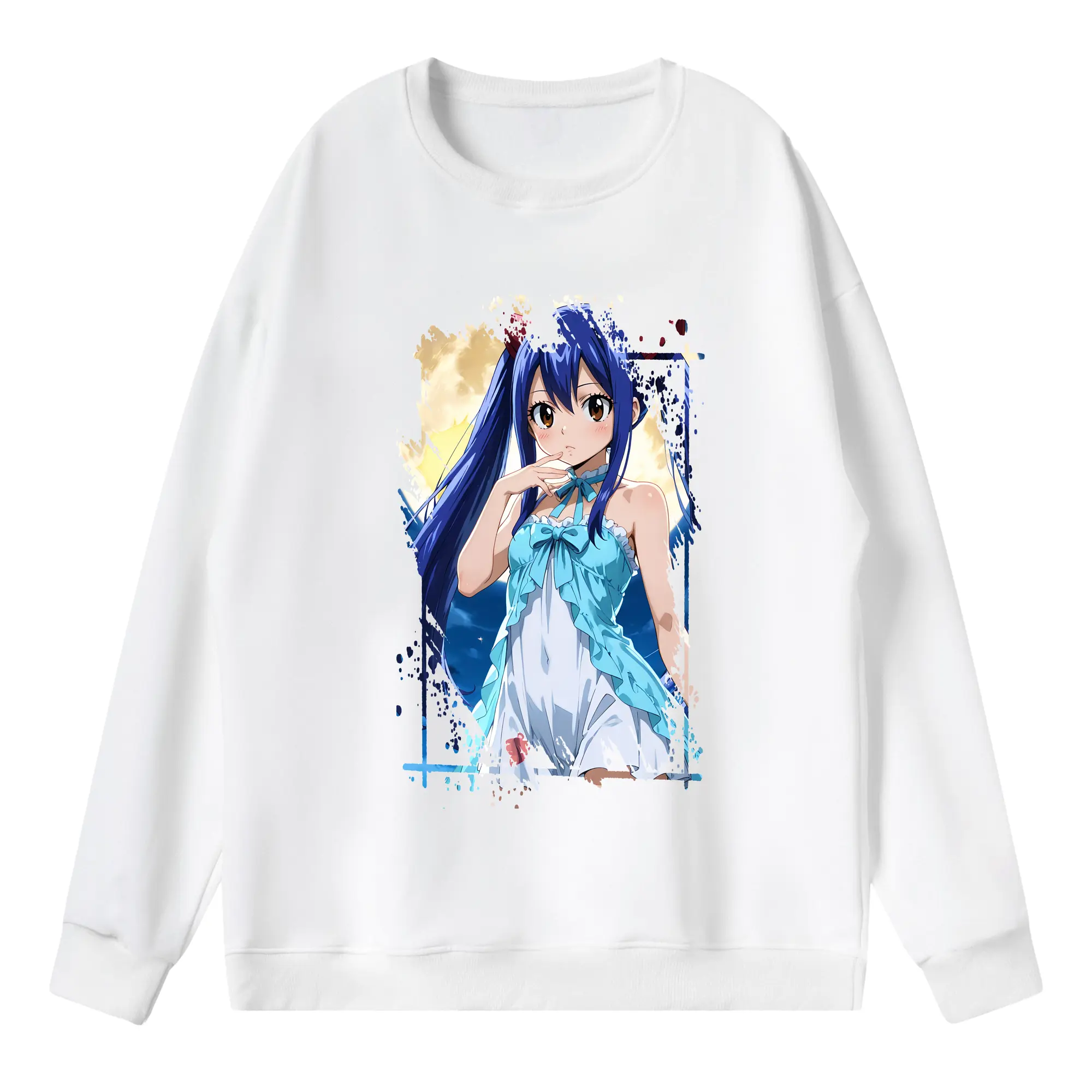 フェアリーテイル グッズ ウェンディ・マーベル - 薄手 クルーネック スウェット 裏毛260g · ポリエステル 春秋向け カジュアル 男女兼用 · トレーナー デイリー スポーツ 散歩に最適