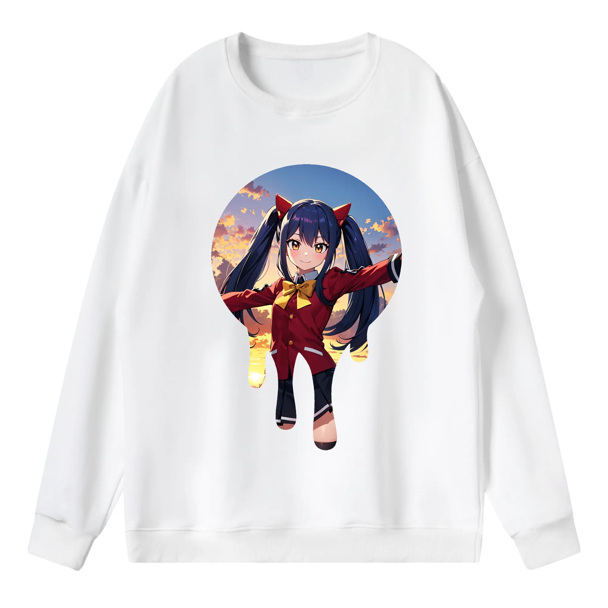 フェアリーテイル グッズ ウェンディ・マーベル - 薄手 クルーネック スウェット 裏毛260g · ポリエステル 春秋向け カジュアル 男女兼用 · トレーナー デイリー スポーツ 散歩に最適