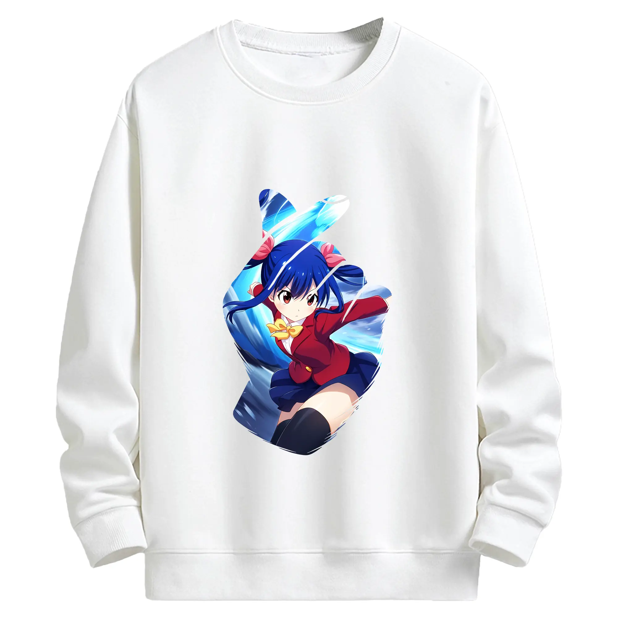 フェアリーテイル グッズ ウェンディ・マーベル - キッズ クルーネックスウェットシャツ ・ フロントプリント ・ 綿80％ ポリエステル20％ ・ 快適 通学 スポーツ 日常使い お散歩用