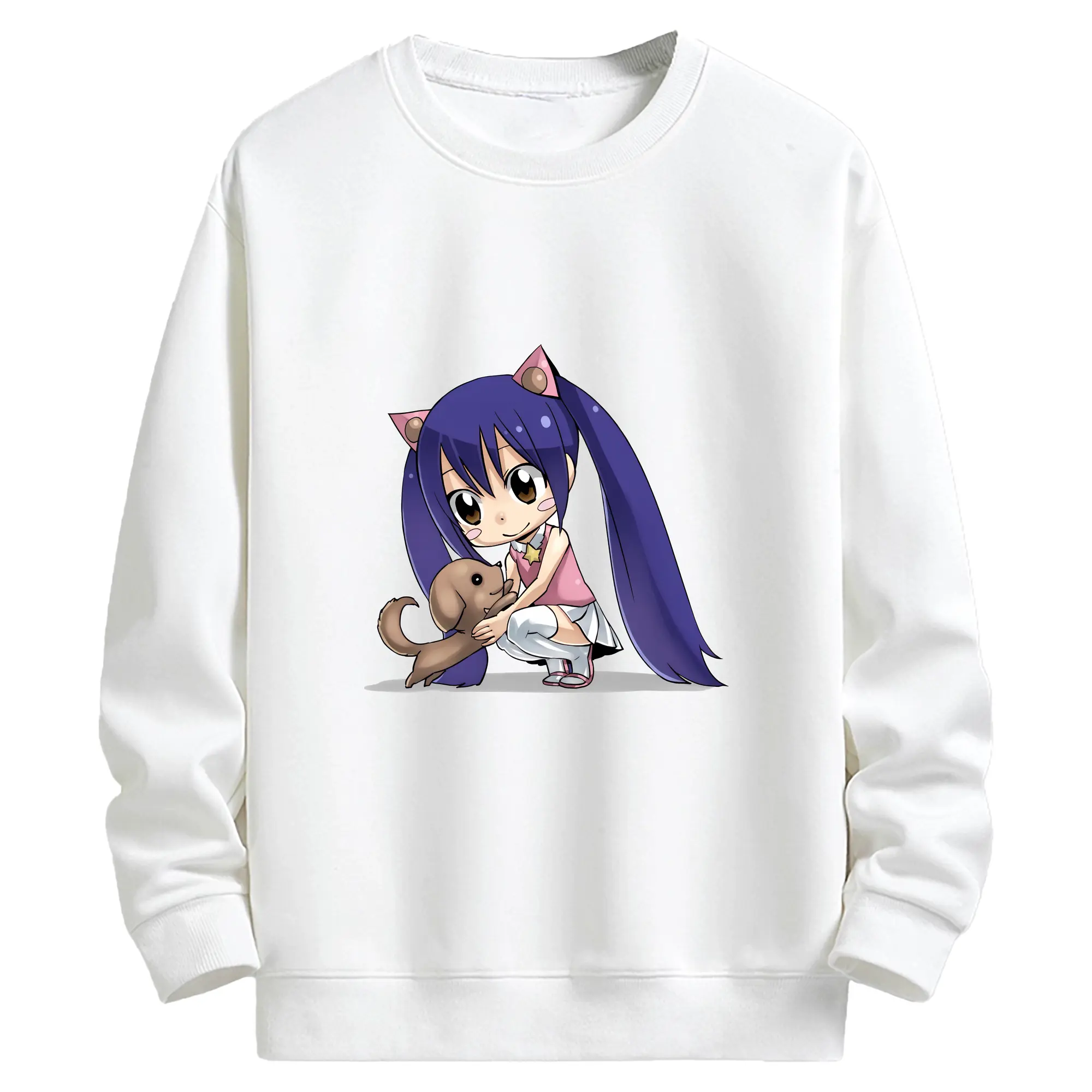 フェアリーテイル グッズ ウェンディ・マーベル - キッズ クルーネックスウェットシャツ ・ フロントプリント ・ 綿80％ ポリエステル20％ ・ 快適 通学 スポーツ 日常使い お散歩用