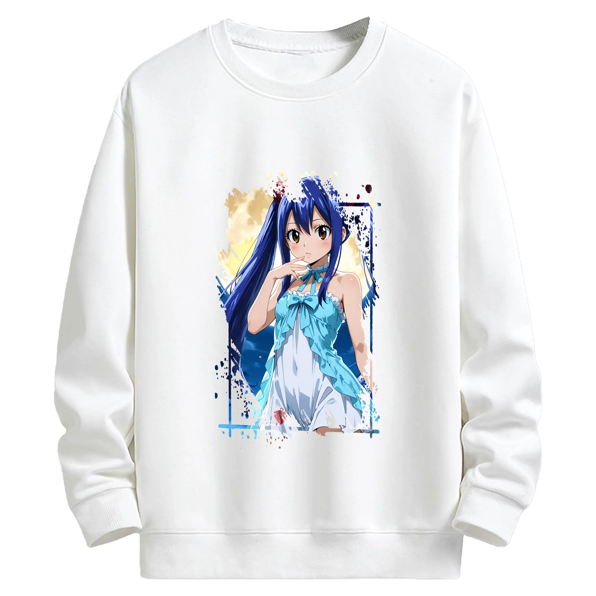 フェアリーテイル グッズ ウェンディ・マーベル - キッズ クルーネックスウェットシャツ ・ フロントプリント ・ 綿80％ ポリエステル20％ ・ 快適 通学 スポーツ 日常使い お散歩用