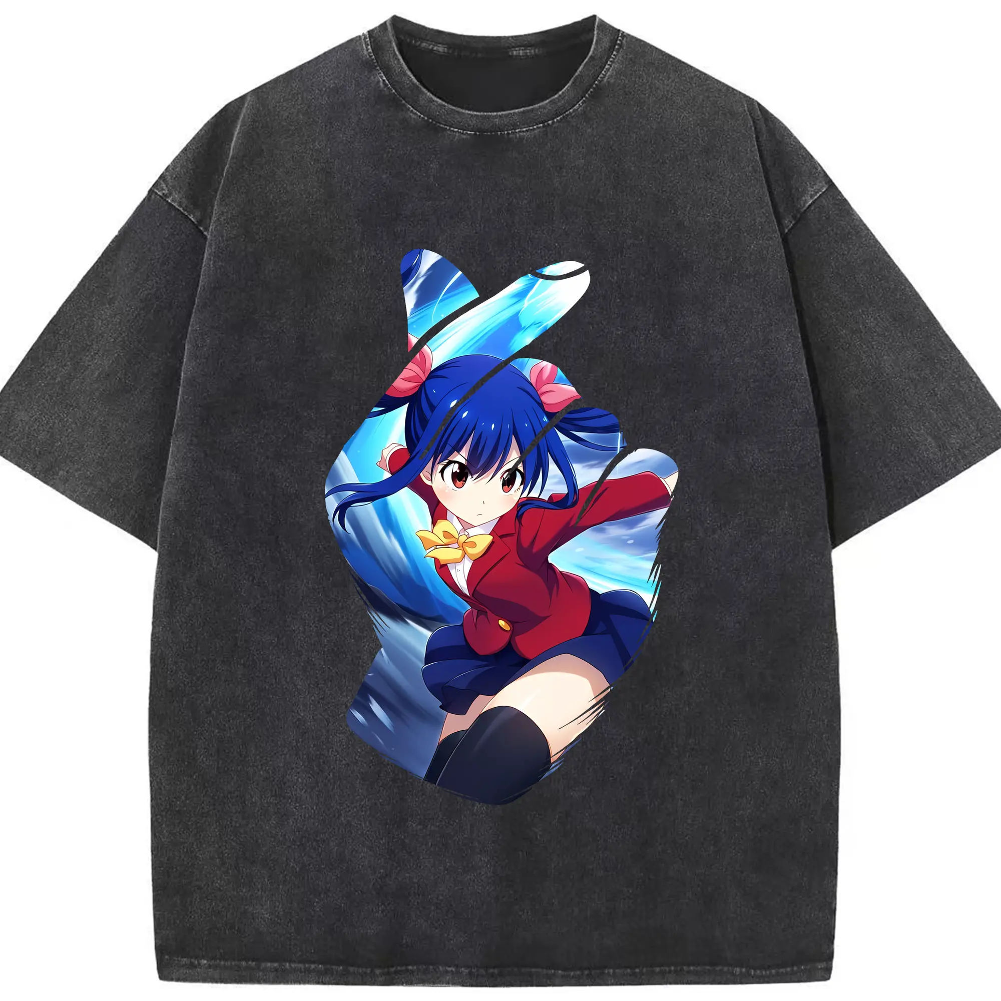 フェアリーテイル グッズ ウェンディ・マーベル - 綿100％ ヴィンテージ風 半袖Tシャツ ・ フロントプリント ・ 柔らか肌触り ・ 通気性 快適 ・ スポーツ カジュアル 外出用