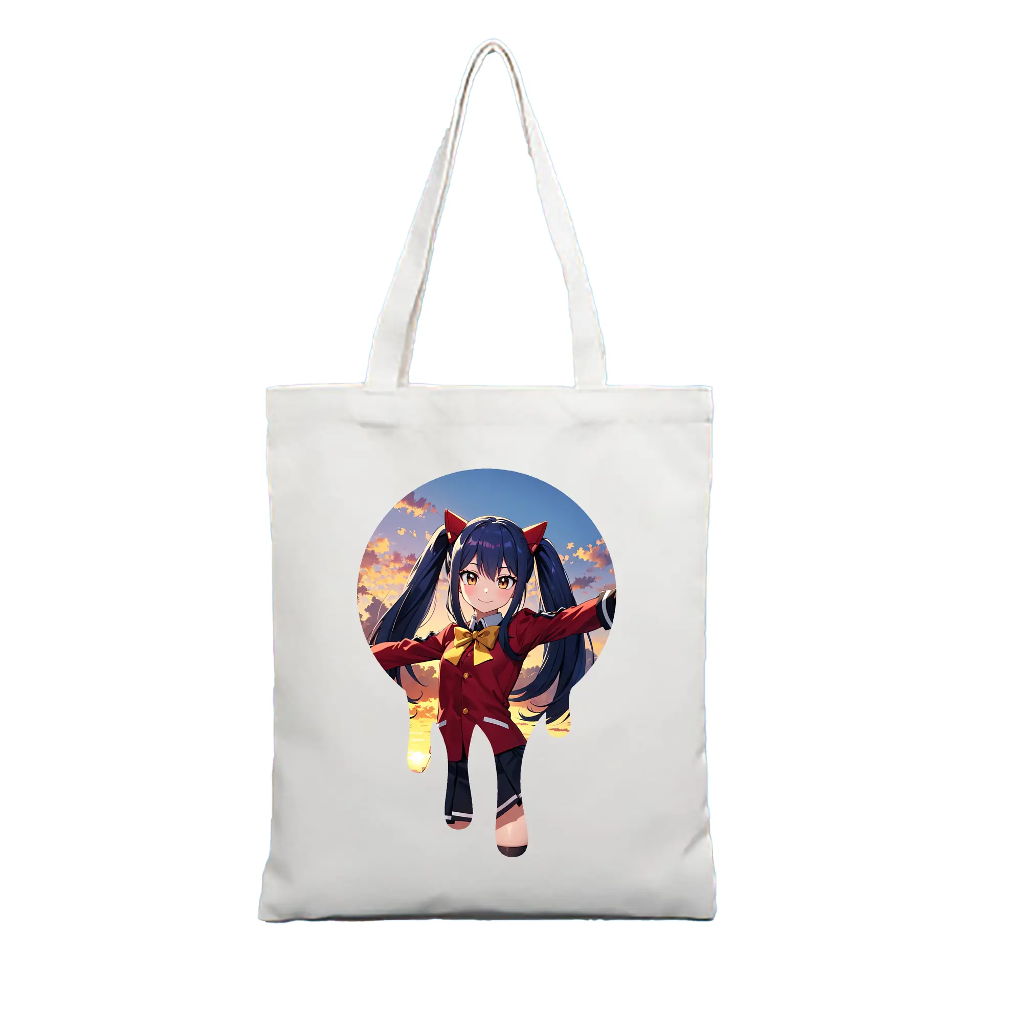 フェアリーテイル グッズ ウェンディ・マーベル - 縦型キャンバス手提げバッグ（トートバッグ） ・ キャンバス素材 ・ ショッピング用 ・ 軽量 丈夫 お手入れ簡単