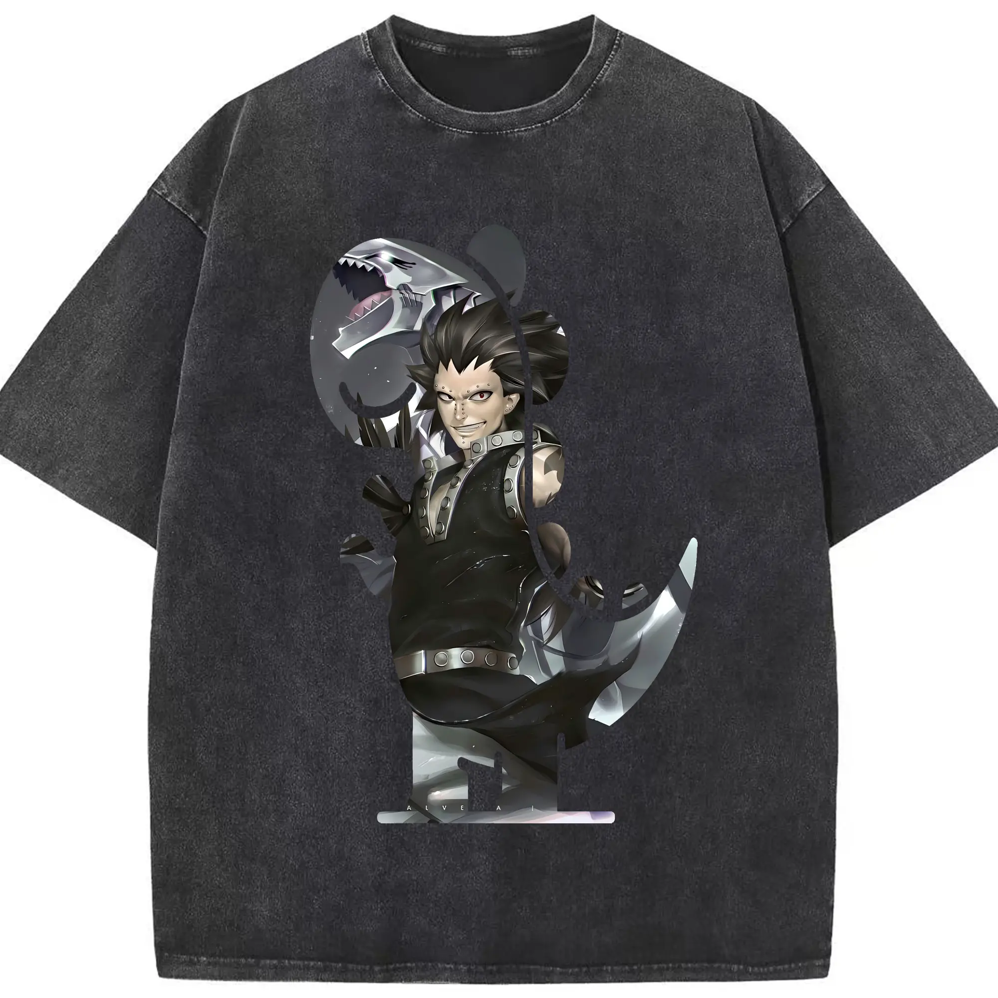 フェアリーテイル グッズ ガジル・レッドフォックス - 綿100％ ヴィンテージ風 半袖Tシャツ ・ フロントプリント ・ 柔らか肌触り ・ 通気性 快適 ・ スポーツ カジュアル 外出用