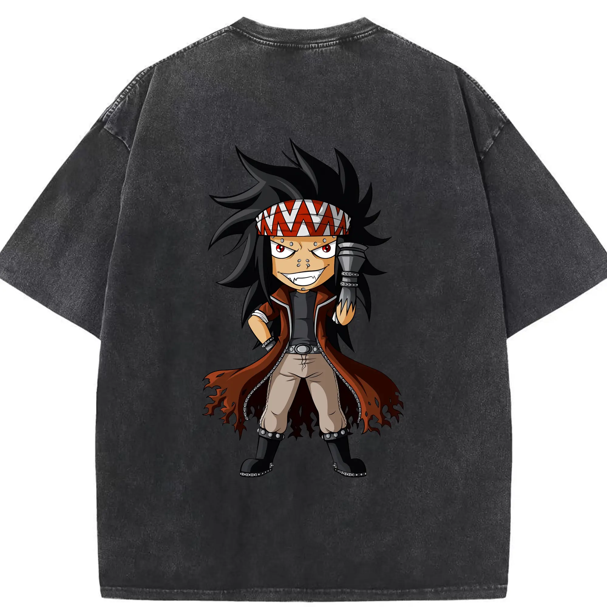 フェアリーテイル グッズ ガジル・レッドフォックス - 綿100％ ヴィンテージ風 半袖Tシャツ ・ 背面プリント ・ 柔らか肌触り ・ 通気性 快適 ・ スポーツ カジュアル 外出用