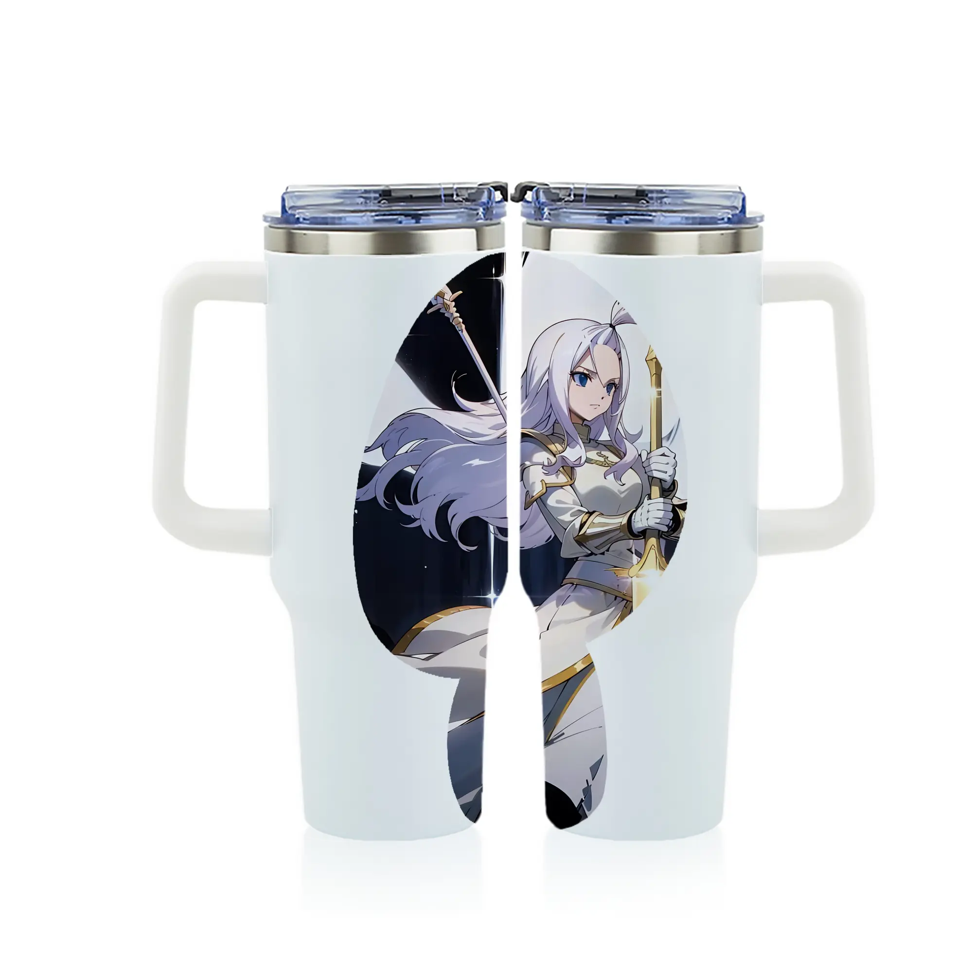 フェアリーテイル グッズ ミラジェーン・ストラウス - 1200mL フルプリント車用タンブラー ・ 304ステンレス 内側 ・ 201ステンレス 外側 ・ 保温 保冷 ・ 通勤 ドライブ アウトドア用