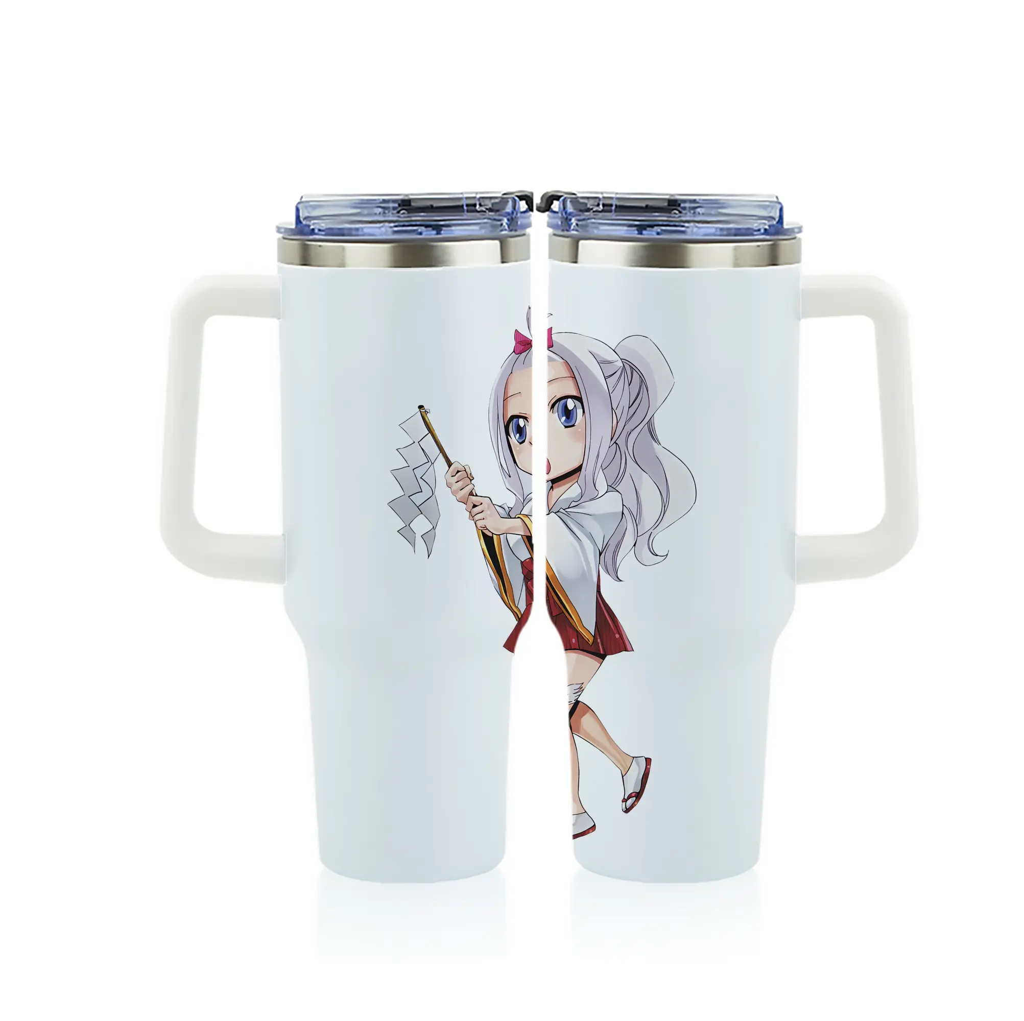 フェアリーテイル グッズ ミラジェーン・ストラウス - 1200mL フルプリント車用タンブラー ・ 304ステンレス 内側 ・ 201ステンレス 外側 ・ 保温 保冷 ・ 通勤 ドライブ アウトドア用