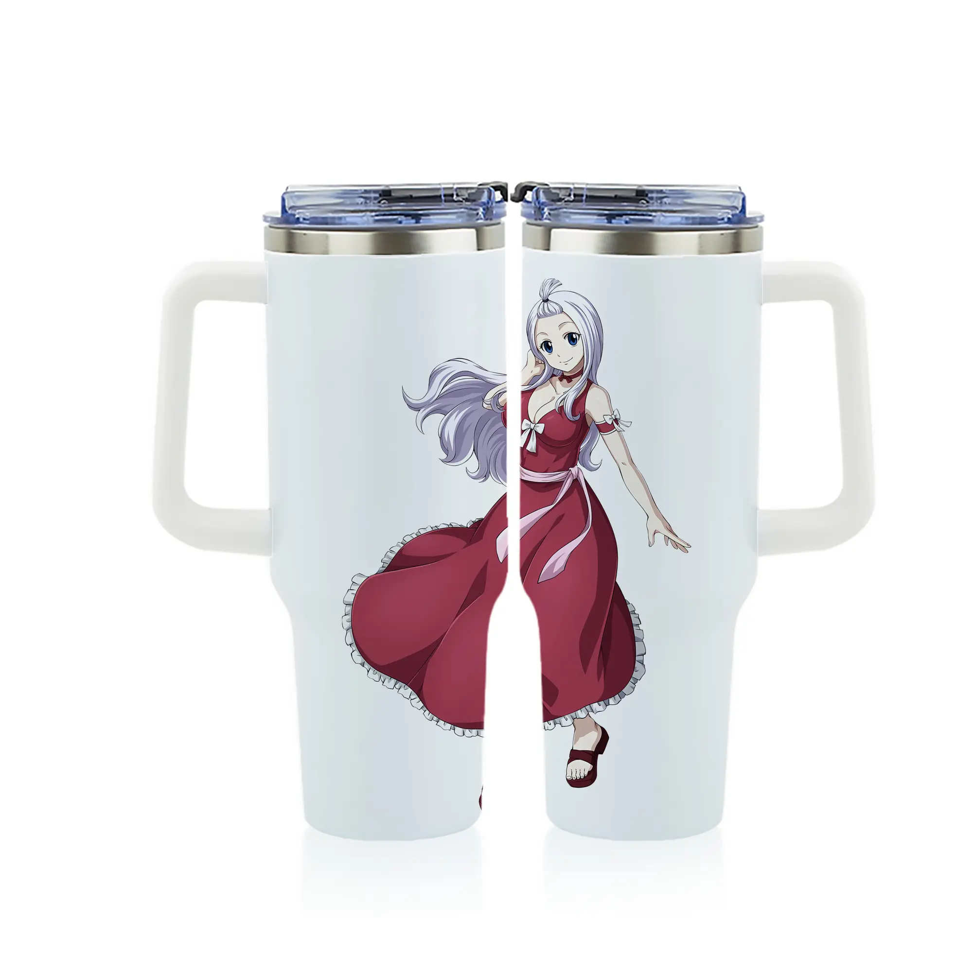 フェアリーテイル グッズ ミラジェーン・ストラウス - 1200mL フルプリント車用タンブラー ・ 304ステンレス 内側 ・ 201ステンレス 外側 ・ 保温 保冷 ・ 通勤 ドライブ アウトドア用