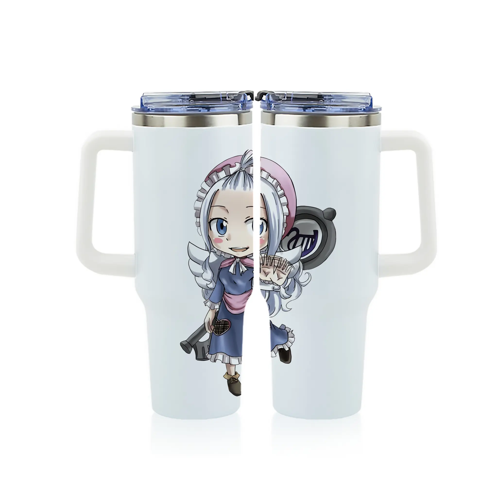 フェアリーテイル グッズ ミラジェーン・ストラウス - 1200mL フルプリント車用タンブラー ・ 304ステンレス 内側 ・ 201ステンレス 外側 ・ 保温 保冷 ・ 通勤 ドライブ アウトドア用