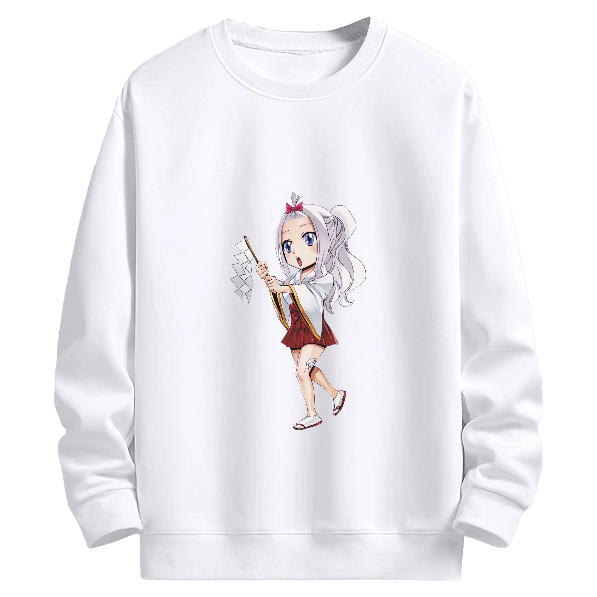 フェアリーテイル グッズ ミラジェーン・ストラウス - 高品質 クルーネック スウェット ・ コットン59％ ポリエステル41％ ・ ユニセックス 長袖 トレーナー ・ カジュアル デイリー スポーツ 散歩用