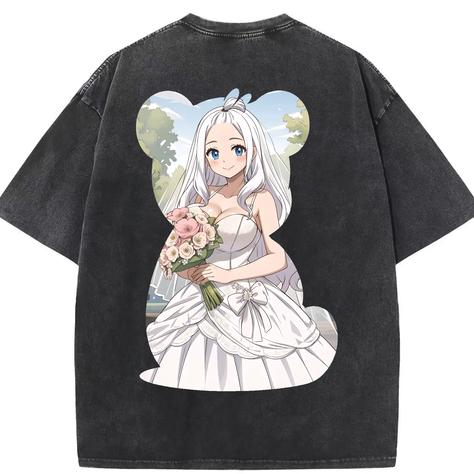 フェアリーテイル グッズ ミラジェーン・ストラウス - 綿100％ ヴィンテージ風 半袖Tシャツ ・ 背面プリント ・ 柔らか肌触り ・ 通気性 快適 ・ スポーツ カジュアル 外出用