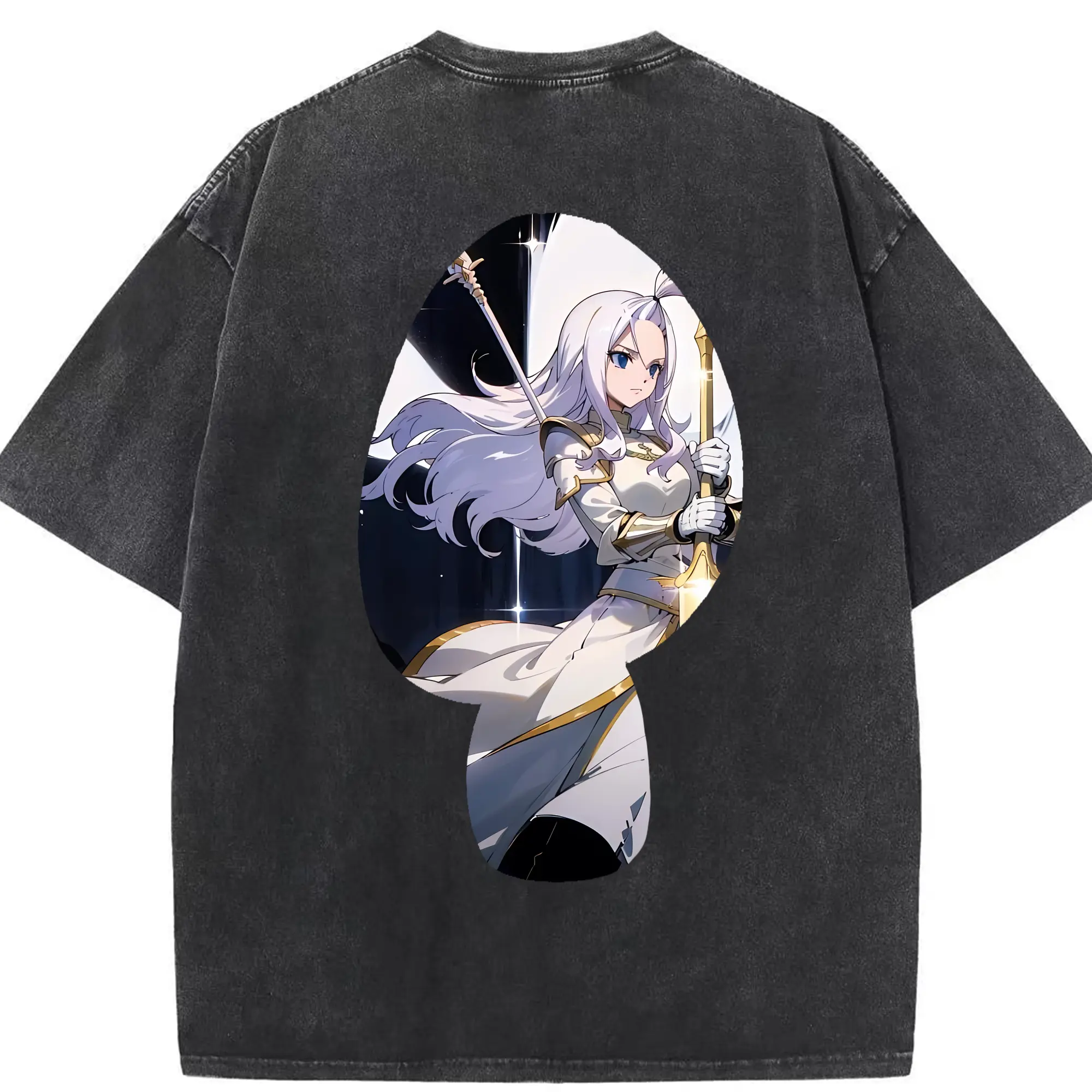 フェアリーテイル グッズ ミラジェーン・ストラウス - 綿100％ ヴィンテージ風 半袖Tシャツ ・ 背面プリント ・ 柔らか肌触り ・ 通気性 快適 ・ スポーツ カジュアル 外出用