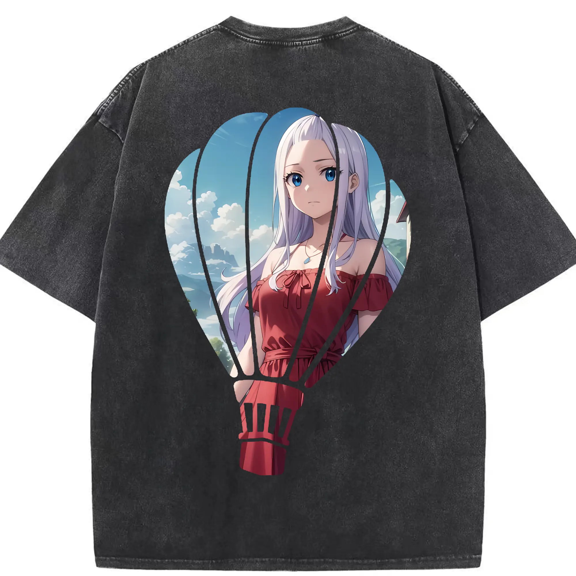 フェアリーテイル グッズ ミラジェーン・ストラウス - 綿100％ ヴィンテージ風 半袖Tシャツ ・ 背面プリント ・ 柔らか肌触り ・ 通気性 快適 ・ スポーツ カジュアル 外出用