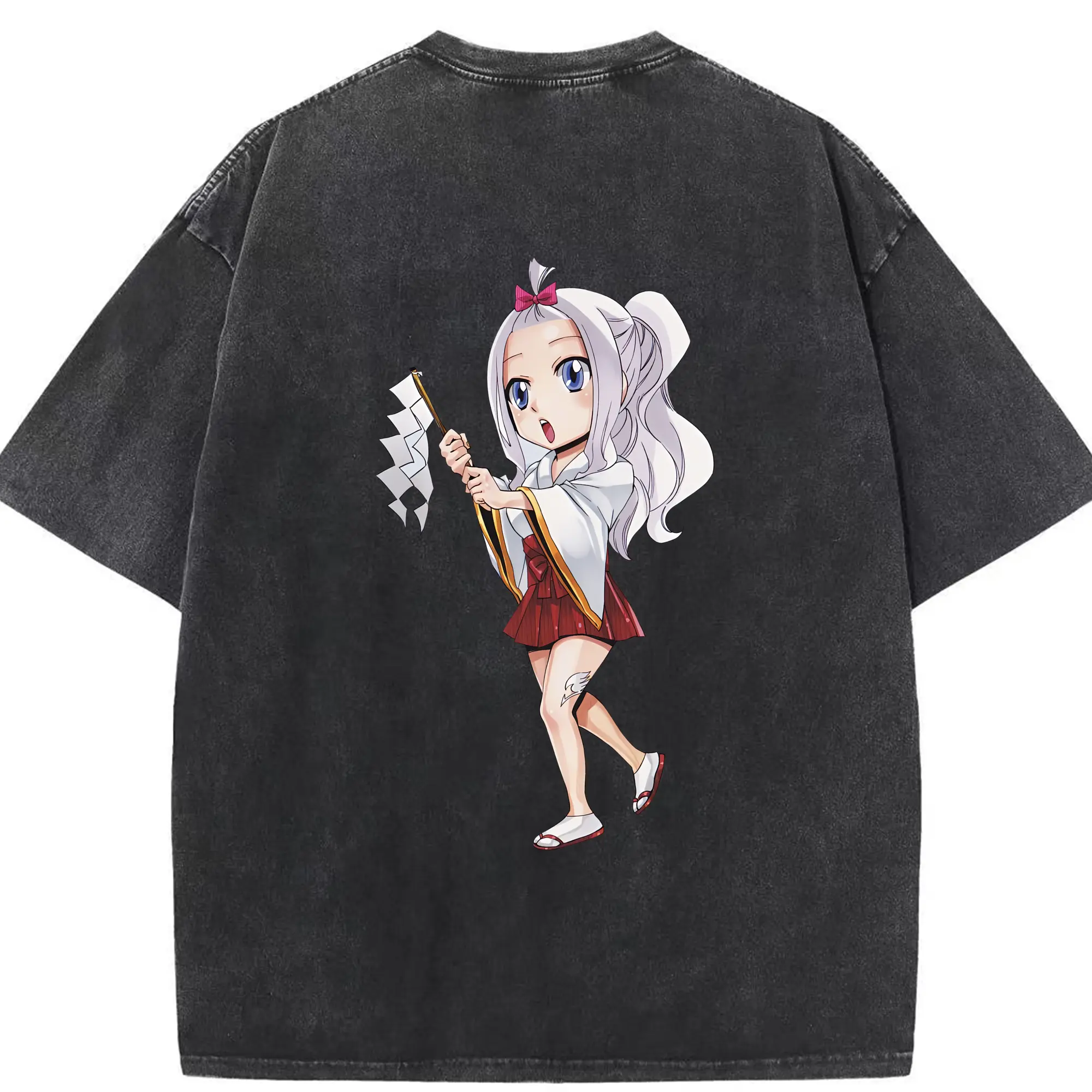 フェアリーテイル グッズ ミラジェーン・ストラウス - 綿100％ ヴィンテージ風 半袖Tシャツ ・ 背面プリント ・ 柔らか肌触り ・ 通気性 快適 ・ スポーツ カジュアル 外出用