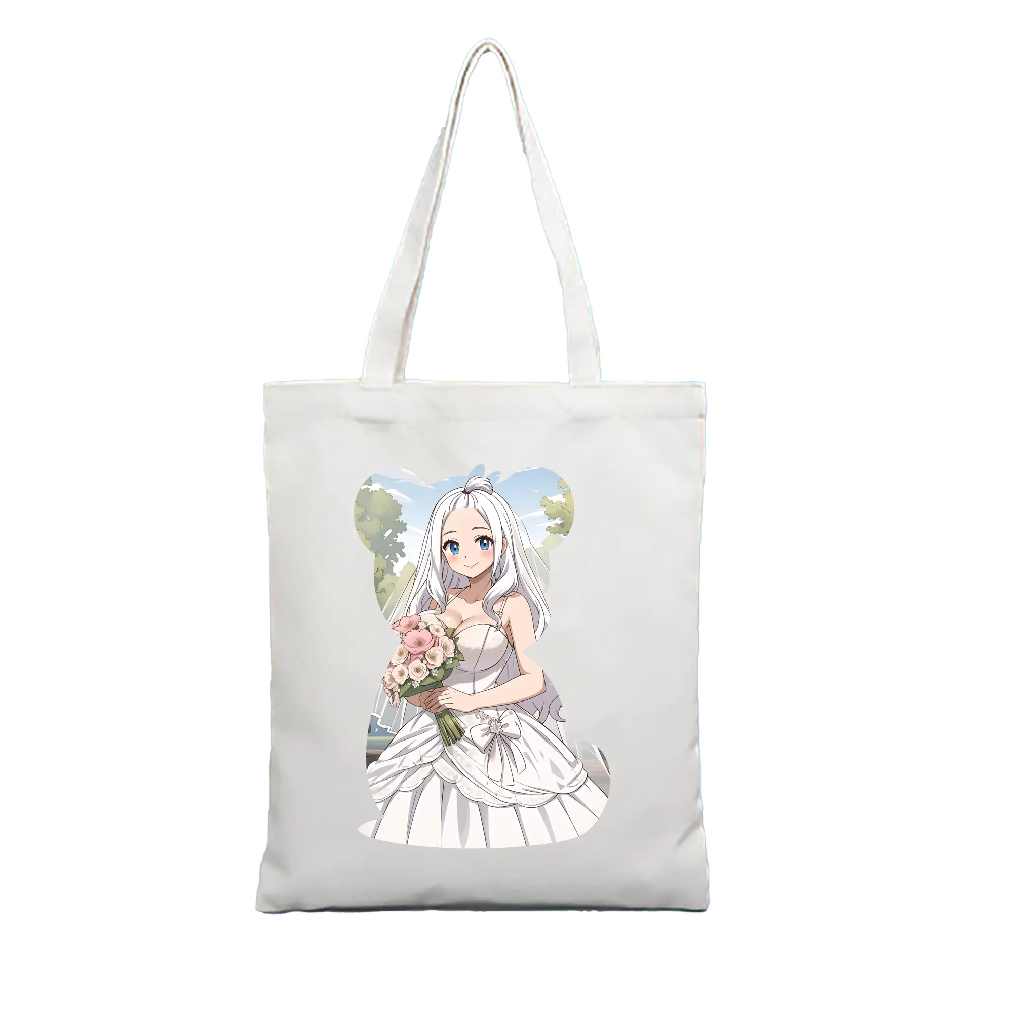 フェアリーテイル グッズ ミラジェーン・ストラウス - 縦型キャンバス手提げバッグ（トートバッグ） ・ キャンバス素材 ・ ショッピング用 ・ 軽量 丈夫 お手入れ簡単