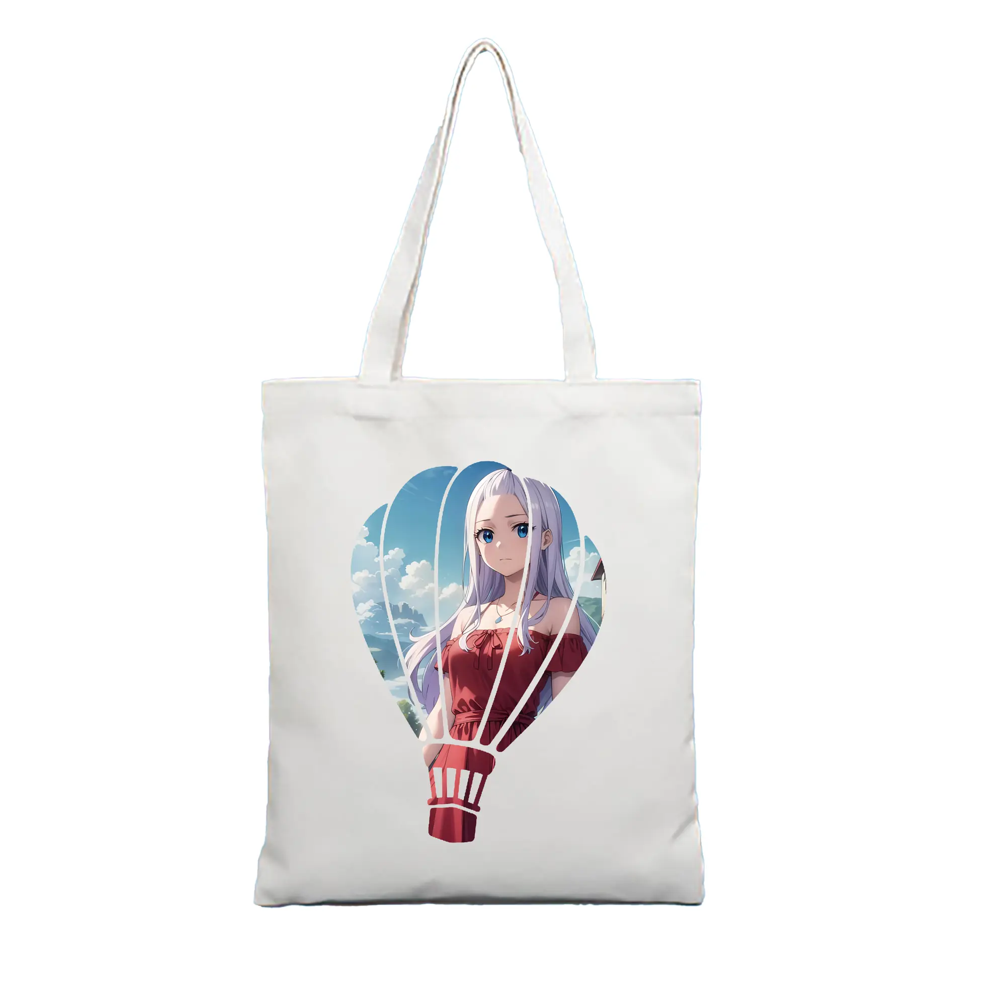 フェアリーテイル グッズ ミラジェーン・ストラウス - 縦型キャンバス手提げバッグ（トートバッグ） ・ キャンバス素材 ・ ショッピング用 ・ 軽量 丈夫 お手入れ簡単