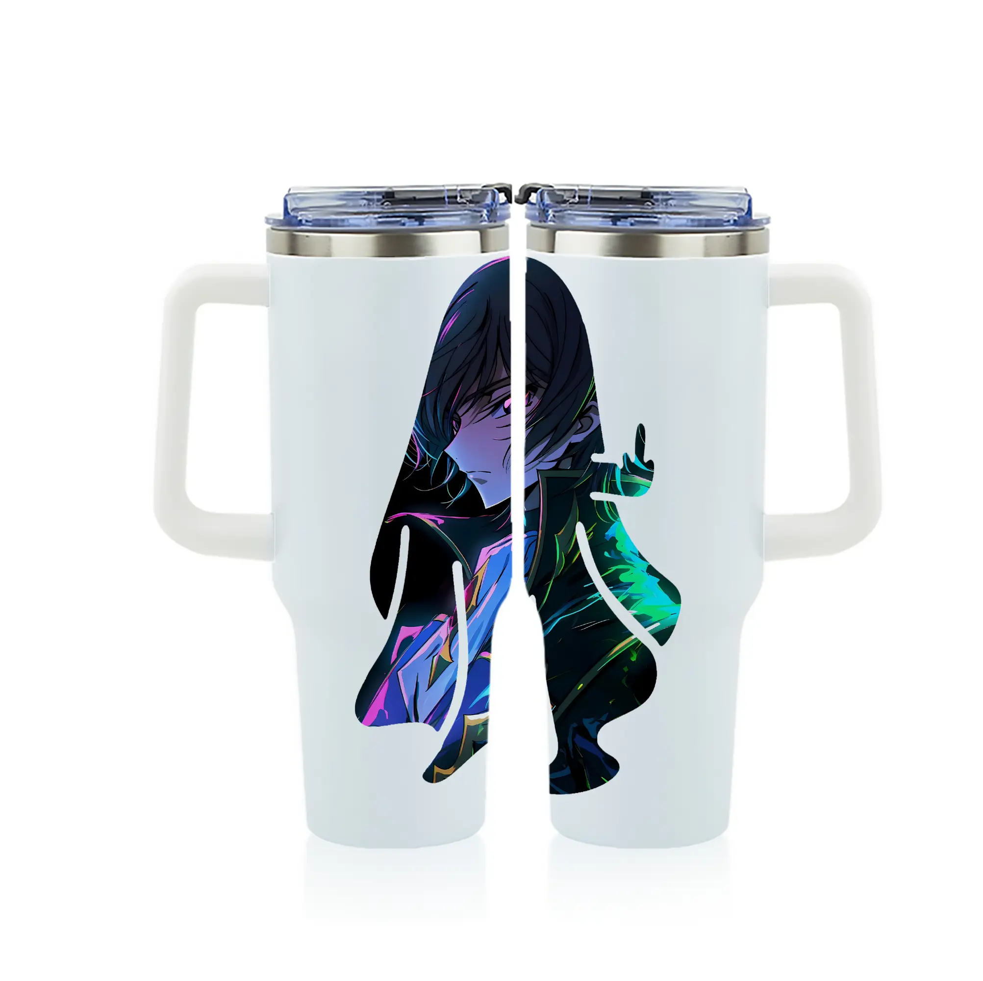 コードギアス 反逆のルルーシュ グッズ ルルーシュ・ランペルージ - 1200mL フルプリント車用タンブラー ・ 304ステンレス 内側 ・ 201ステンレス 外側 ・ 保温 保冷 ・ 通勤 ドライブ アウトドア用