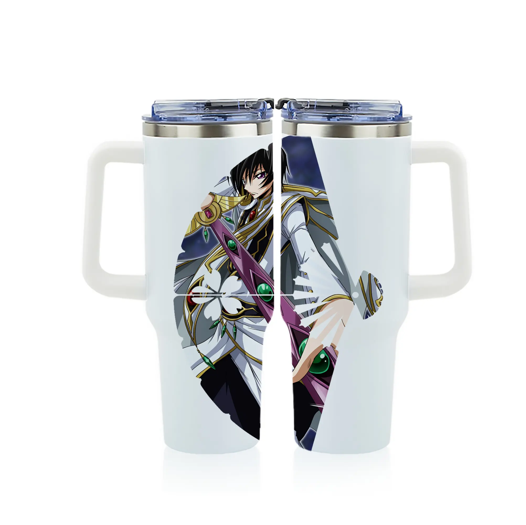 コードギアス 反逆のルルーシュ グッズ ルルーシュ・ランペルージ - 1200mL フルプリント車用タンブラー ・ 304ステンレス 内側 ・ 201ステンレス 外側 ・ 保温 保冷 ・ 通勤 ドライブ アウトドア用