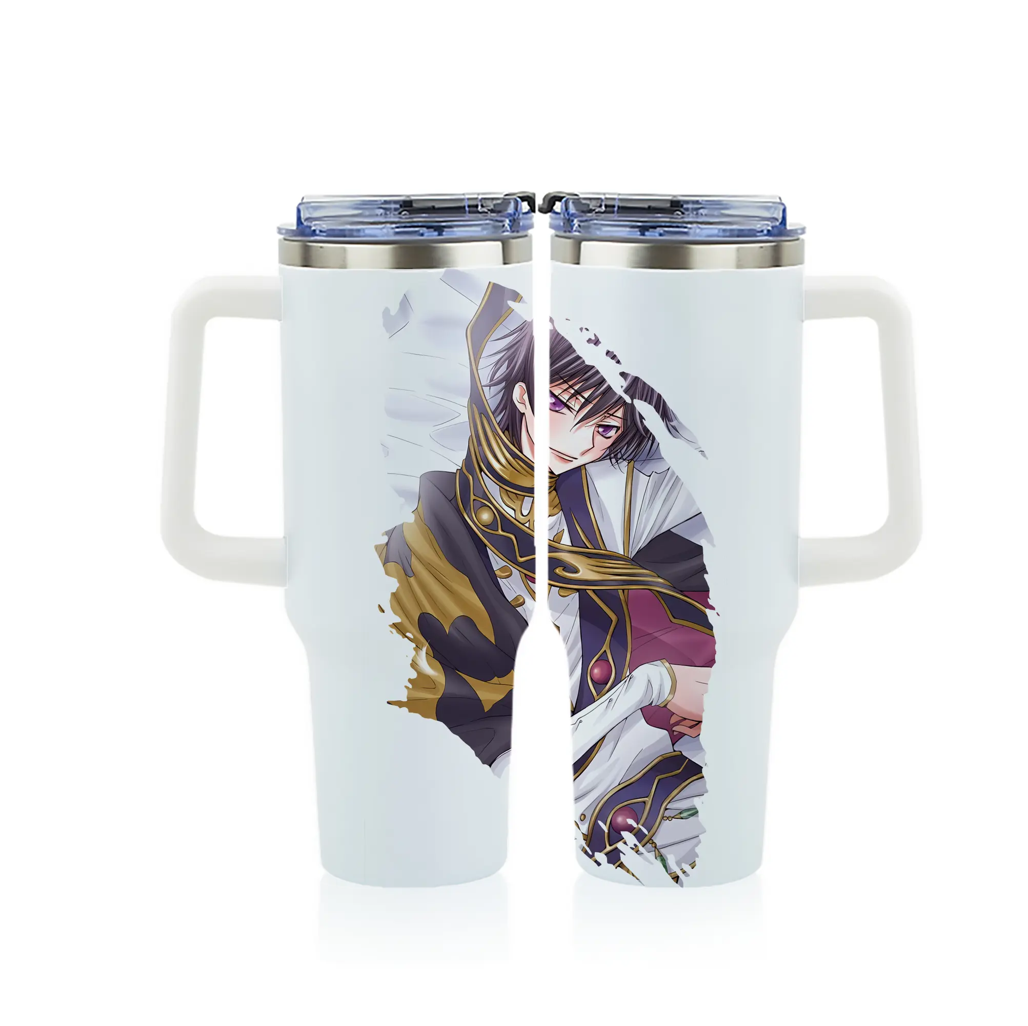 コードギアス 反逆のルルーシュ グッズ ルルーシュ・ランペルージ - 1200mL フルプリント車用タンブラー ・ 304ステンレス 内側 ・ 201ステンレス 外側 ・ 保温 保冷 ・ 通勤 ドライブ アウトドア用