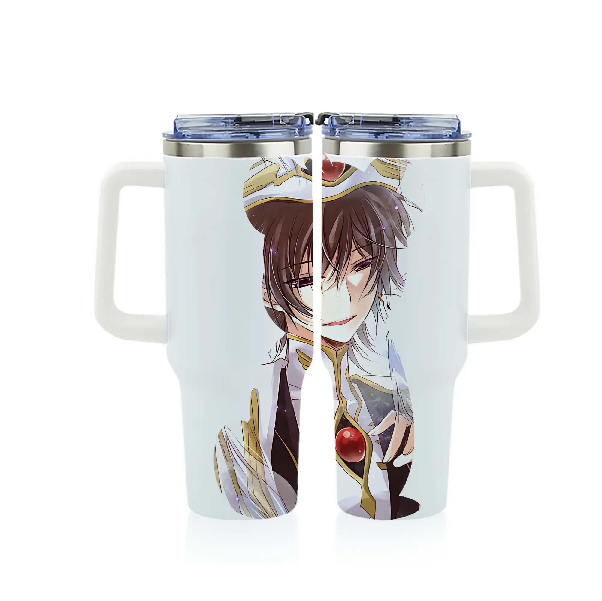 コードギアス 反逆のルルーシュ グッズ ルルーシュ・ランペルージ - 1200mL フルプリント車用タンブラー ・ 304ステンレス 内側 ・ 201ステンレス 外側 ・ 保温 保冷 ・ 通勤 ドライブ アウトドア用