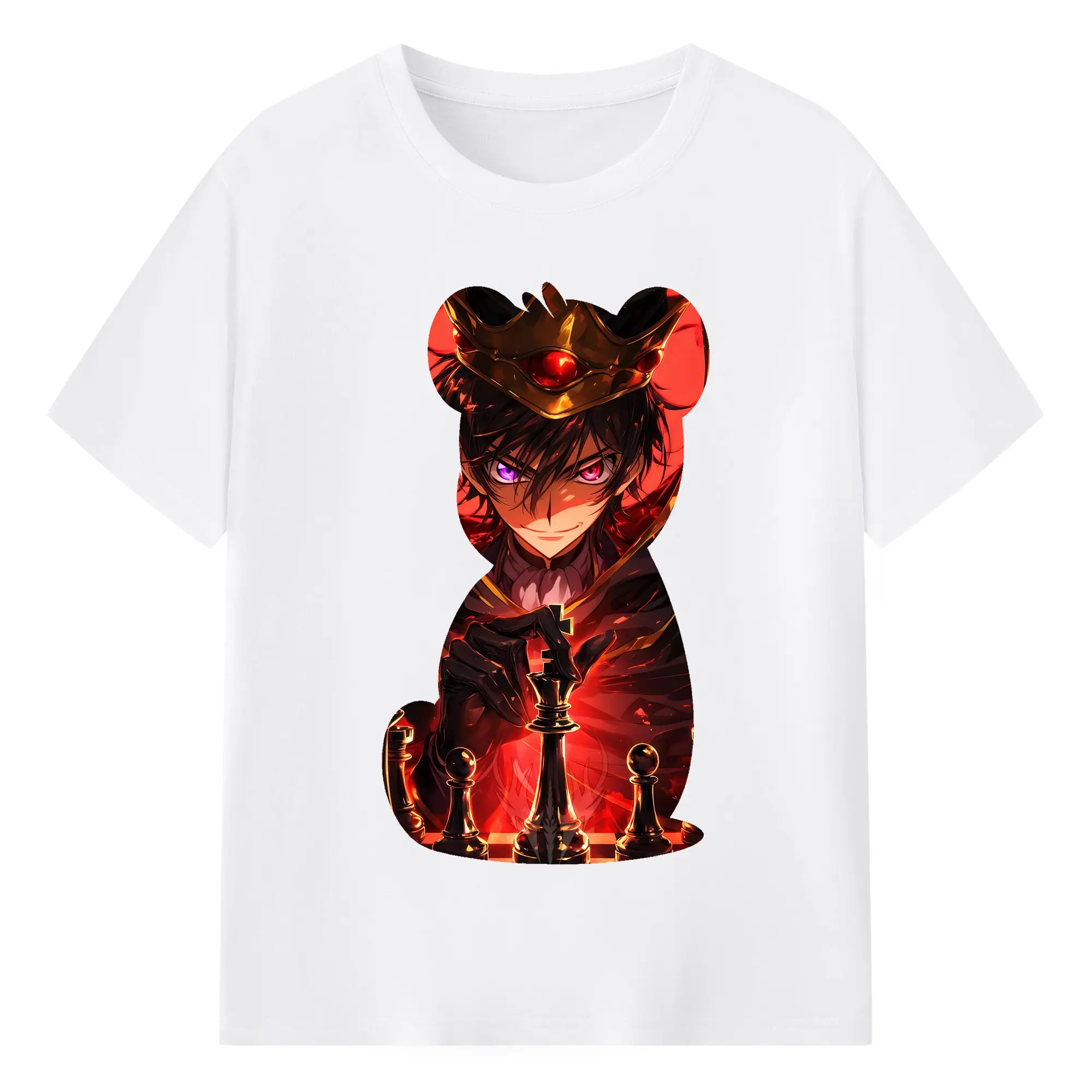 コードギアス 反逆のルルーシュ グッズ ルルーシュ・ランペルージ - 綿100％ 半袖Tシャツ ・ フロントプリント ・ 快適 通気性 ・ 日常使い 散歩 スポーツ用