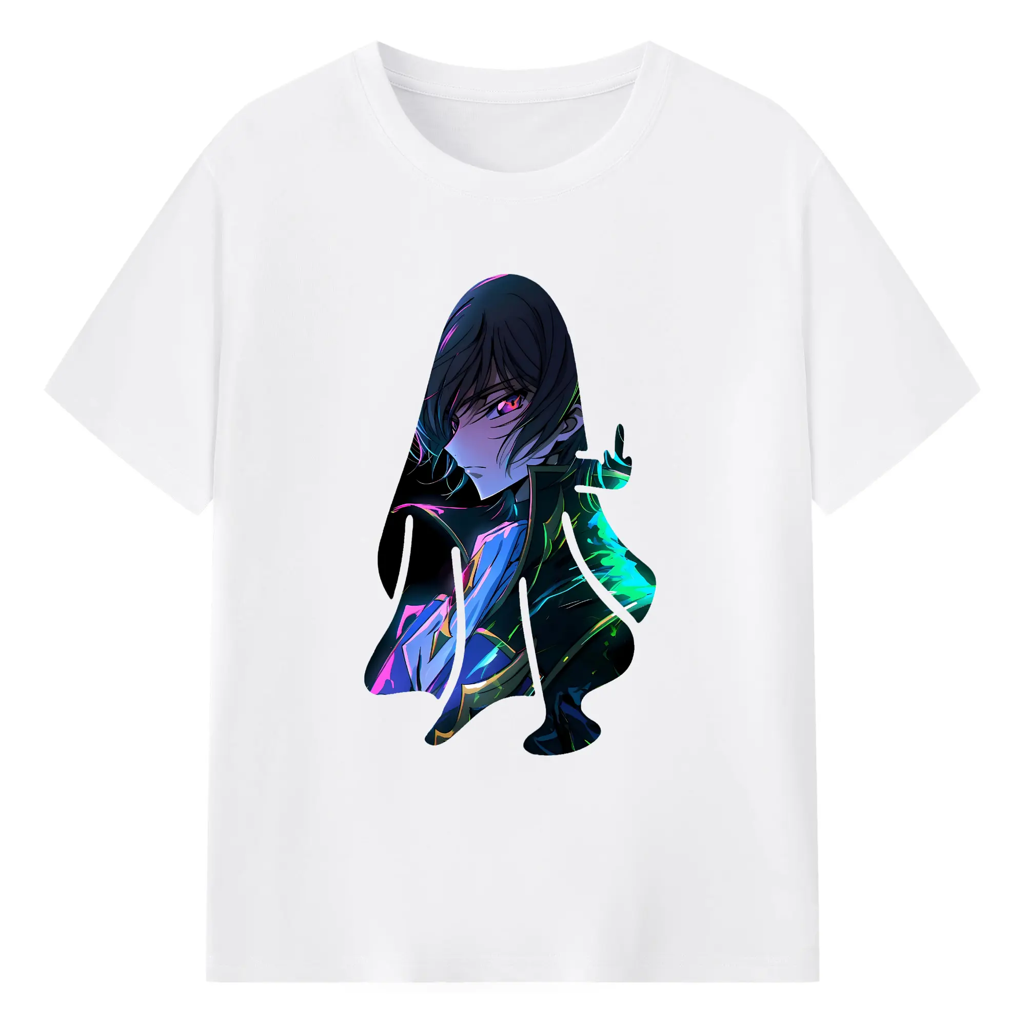 コードギアス 反逆のルルーシュ グッズ ルルーシュ・ランペルージ - 綿100％ 半袖Tシャツ ・ フロントプリント ・ 快適 通気性 ・ 日常使い 散歩 スポーツ用