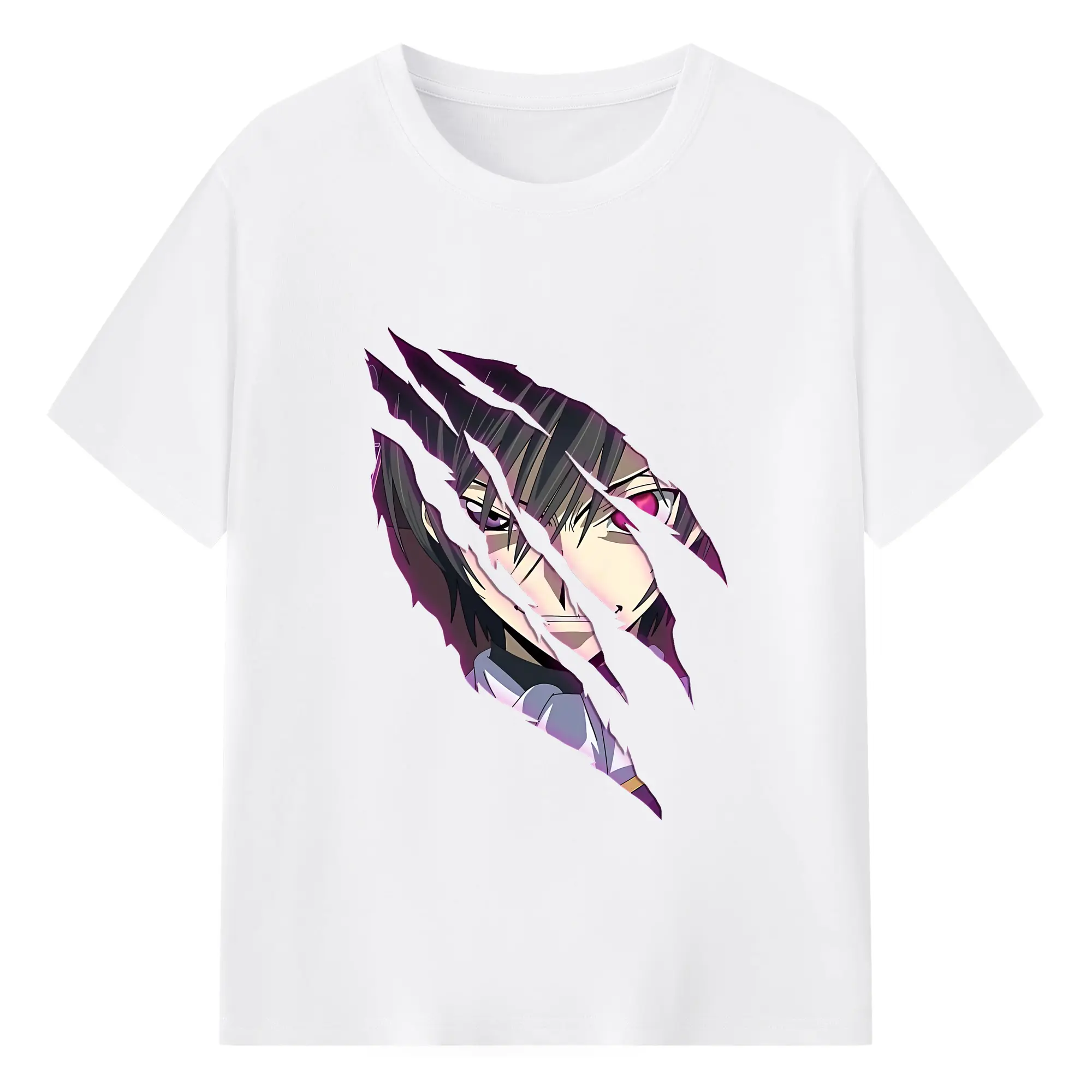コードギアス 反逆のルルーシュ グッズ ルルーシュ・ランペルージ - 綿100％ 半袖Tシャツ ・ フロントプリント ・ 快適 通気性 ・ 日常使い 散歩 スポーツ用