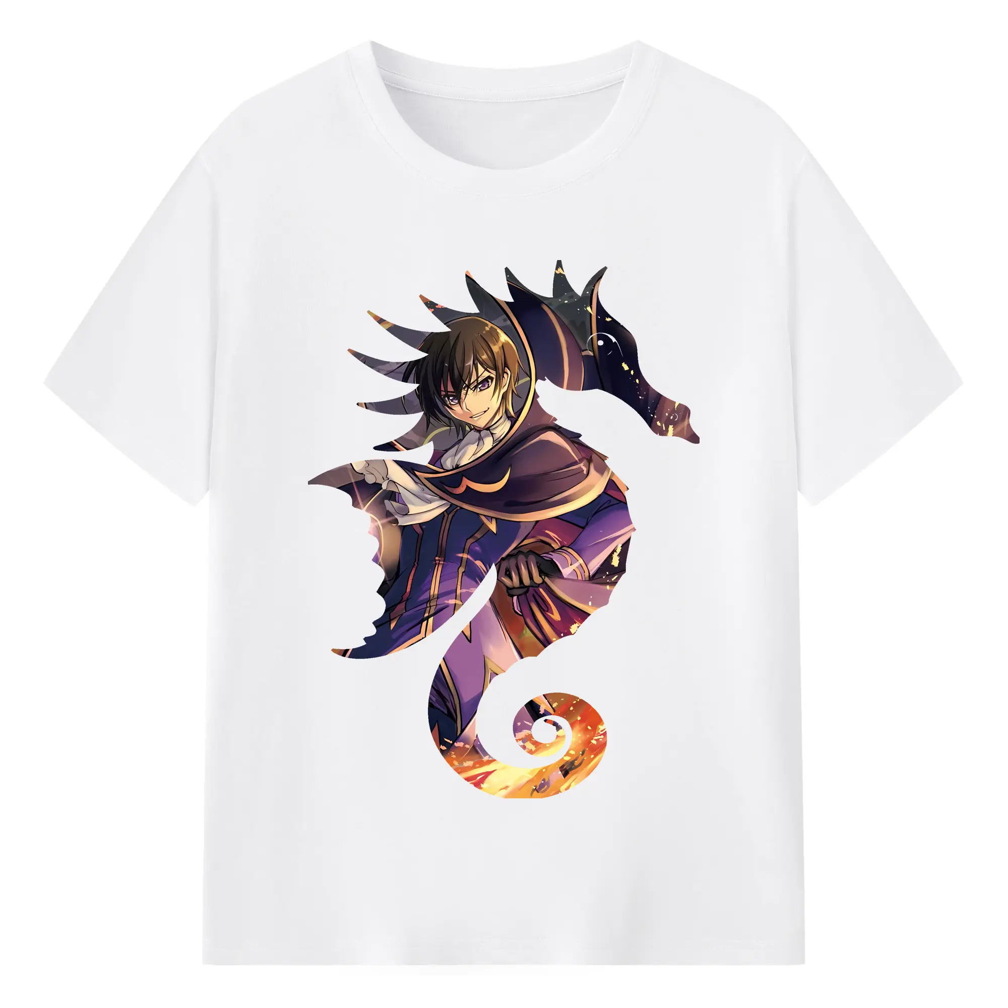 コードギアス 反逆のルルーシュ グッズ ルルーシュ・ランペルージ - 綿100％ 半袖Tシャツ ・ フロントプリント ・ 快適 通気性 ・ 日常使い 散歩 スポーツ用