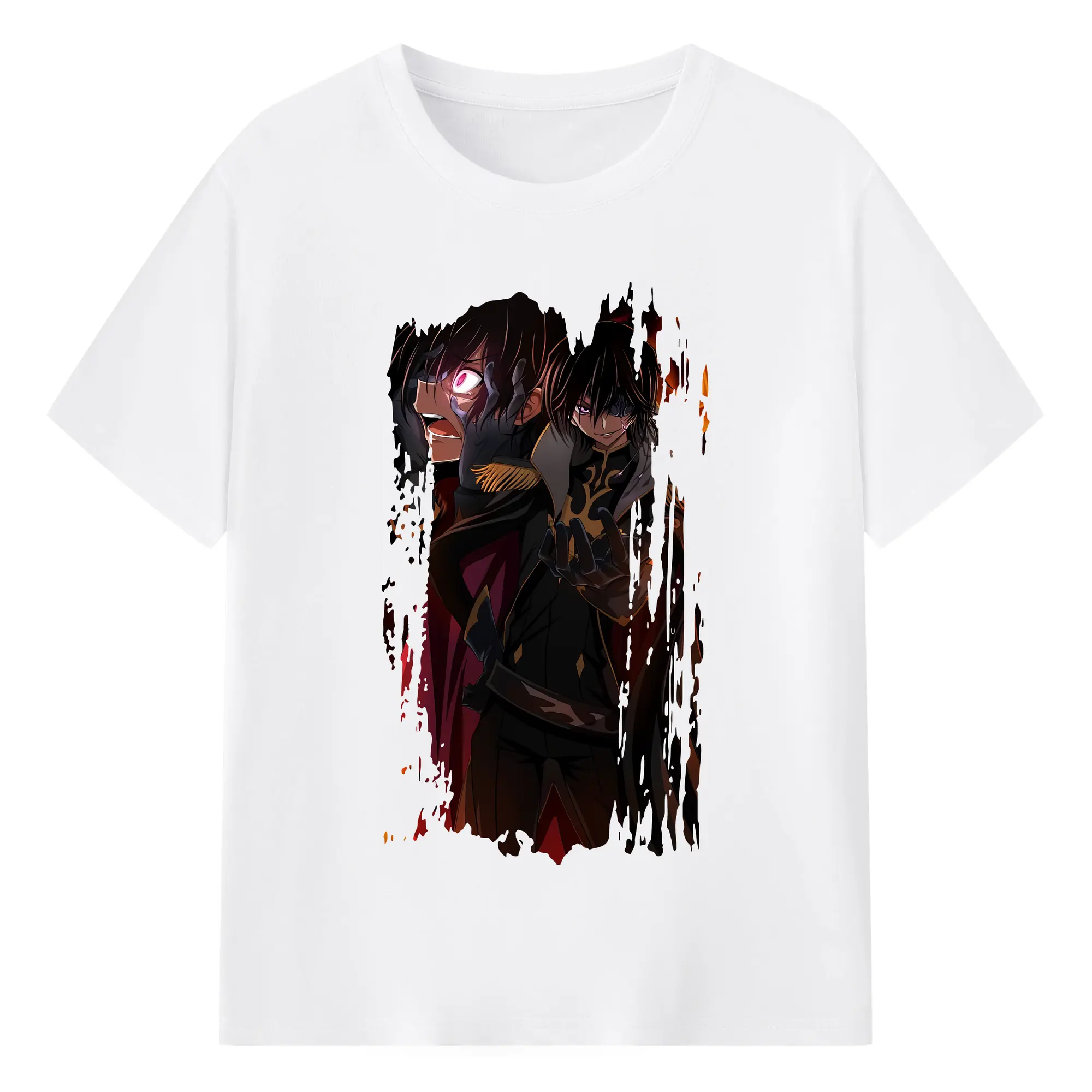 コードギアス 反逆のルルーシュ グッズ ルルーシュ・ランペルージ - 綿100％ 半袖Tシャツ ・ フロントプリント ・ 快適 通気性 ・ 日常使い 散歩 スポーツ用