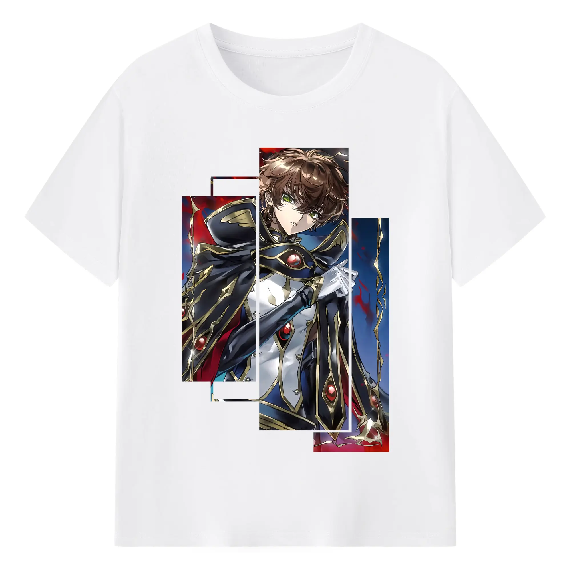 コードギアス 反逆のルルーシュ グッズ ルルーシュ・ランペルージ - 綿100％ 半袖Tシャツ ・ フロントプリント ・ 快適 通気性 ・ 日常使い 散歩 スポーツ用